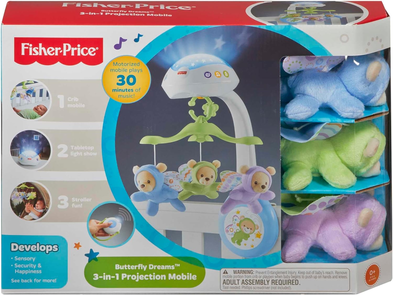 Thumbnail 6 de Fisher-Price Mobile Doux Rêves Papillon avec veilleuse à projection et 3 modes audio (0 à 5 mois) – CDN41