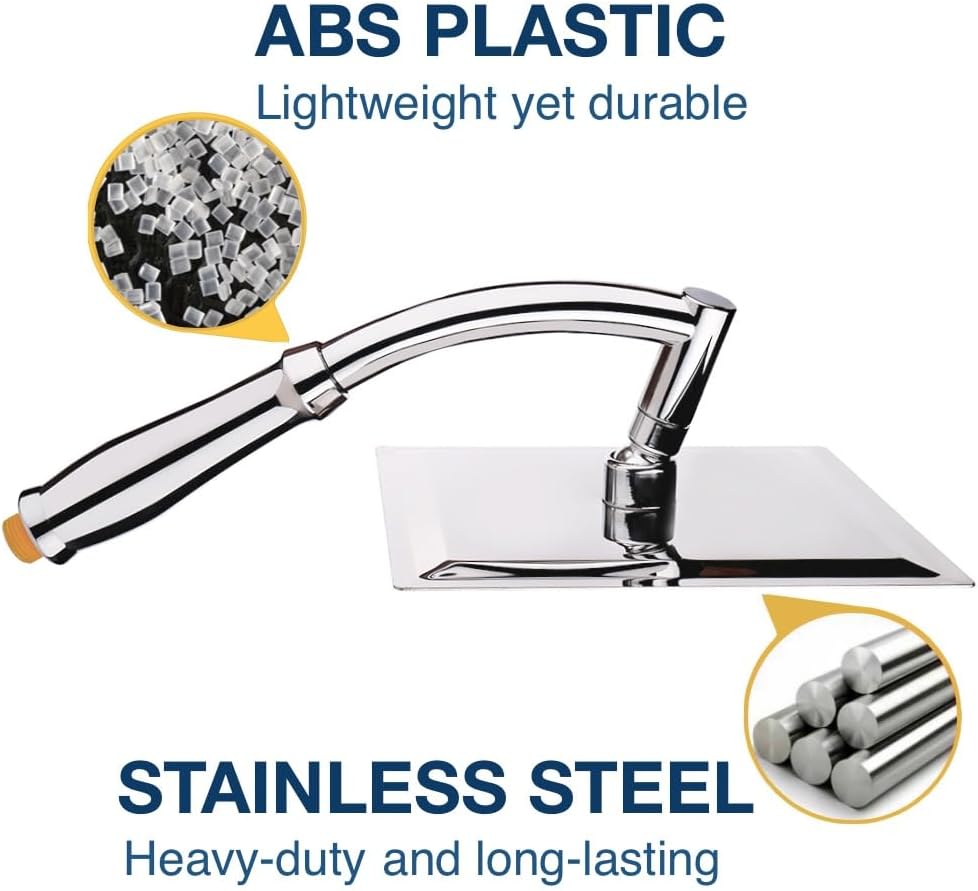 Thumbnail 5 de SIEYESCITY Large Square Rainfall Shower Head with Handheld Arm (8 inch) – Universal G1/2 rain shower