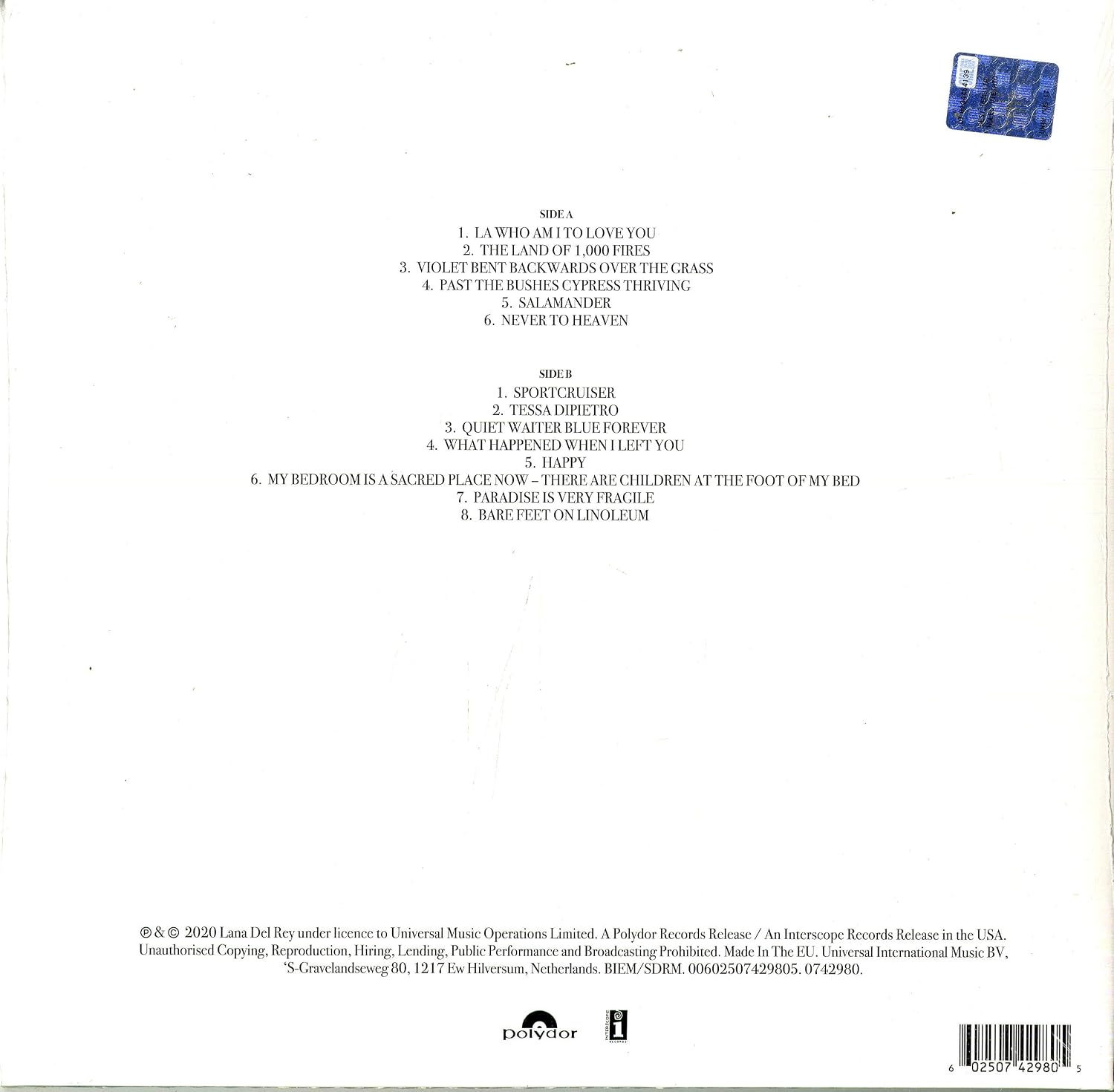 Detalle 2 de Polydor Violet Bent Backwards Over The Grass – store stock release