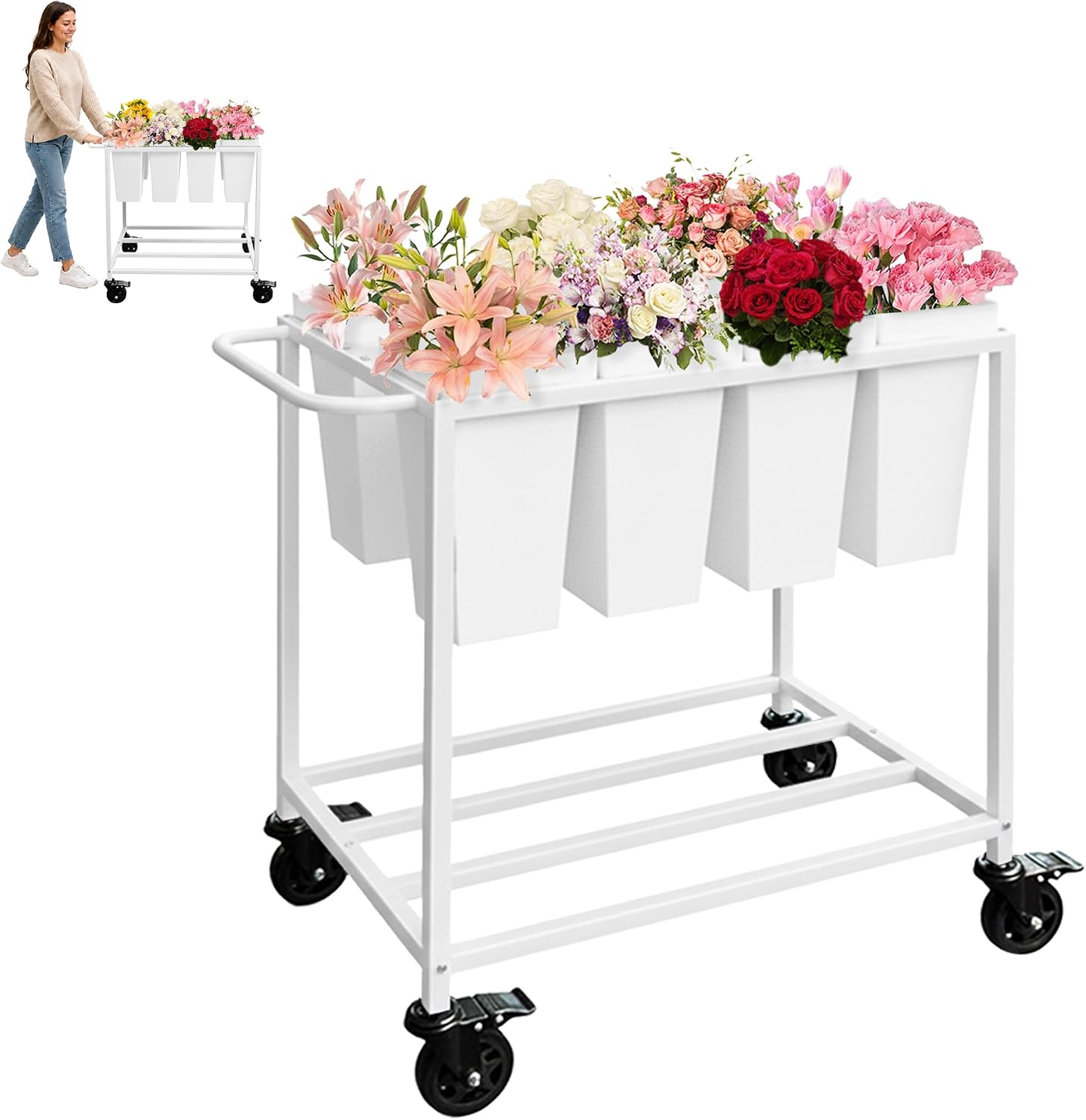 Detalle de Verssure Flower Display Cart, 8 Buckets