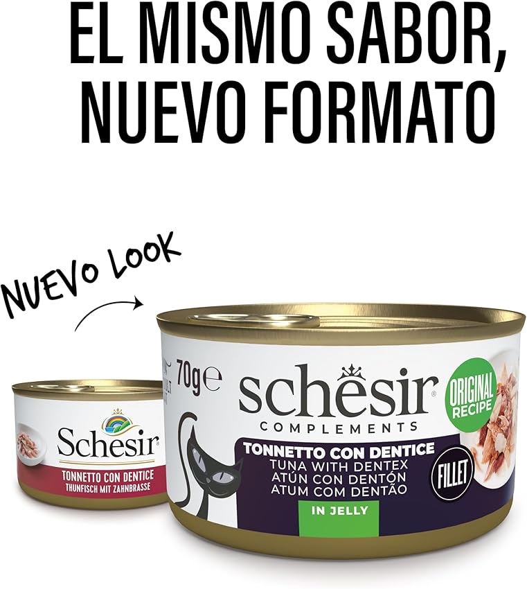 Detalle 2 de Schesir Filetes de Atún y Merluza 12×70 g 🐱