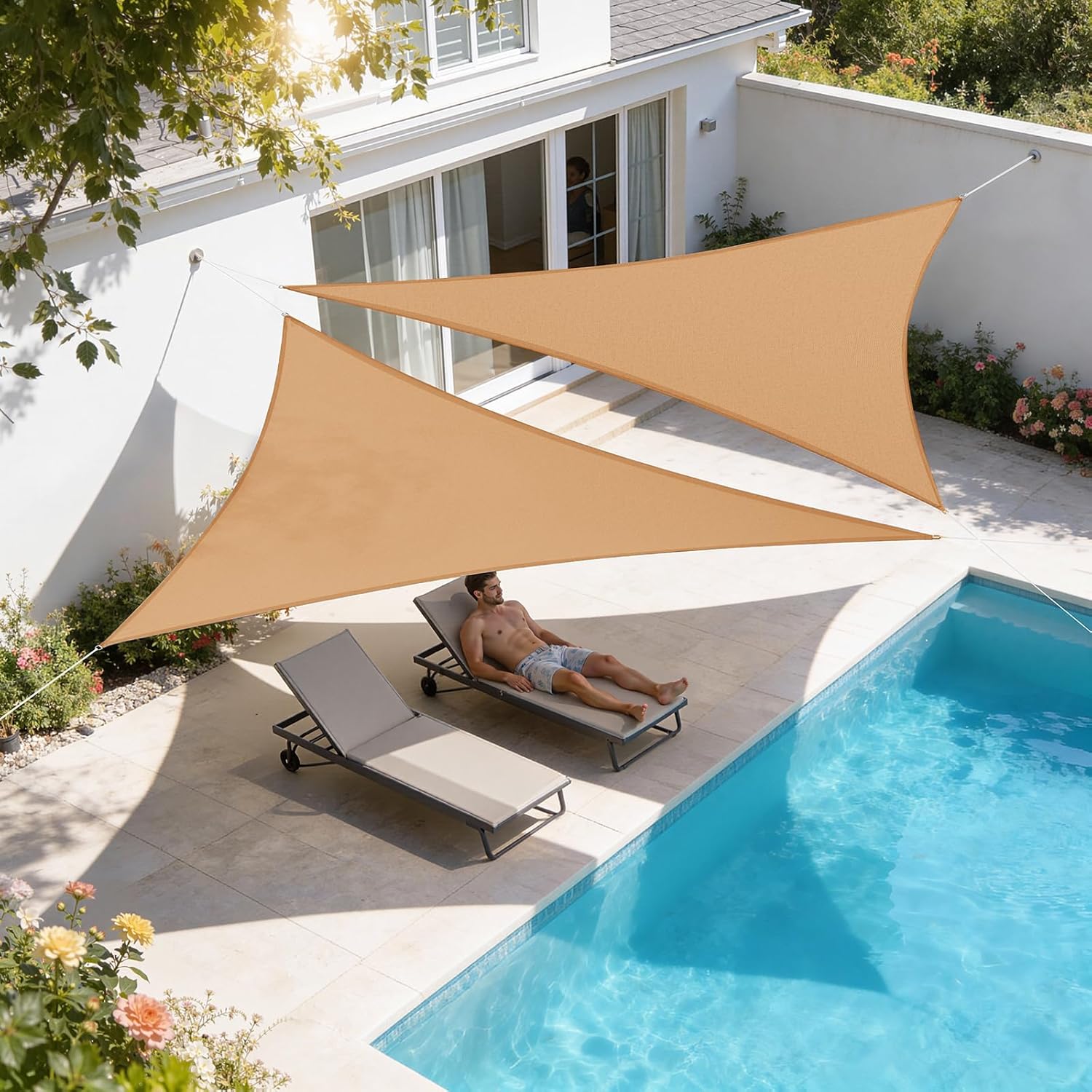 Thumbnail 6 de WOLTU Voile d’ombre triangle respirante en HDPE 3,6 × 3,6 × 5,1 m avec protection anti-UV