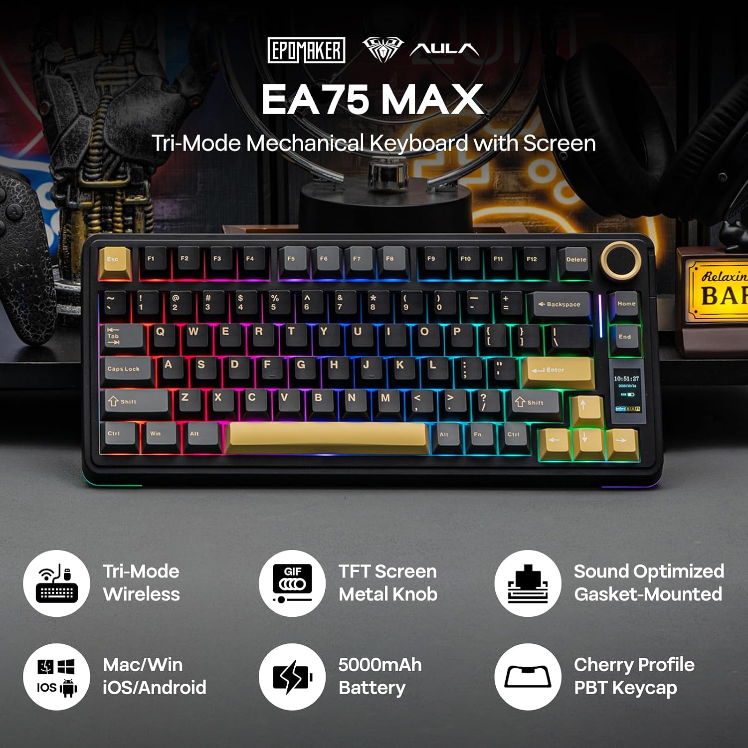 Detalle 2 de EPOMAKER X Aula EA75 MAX Wireless Keyboard