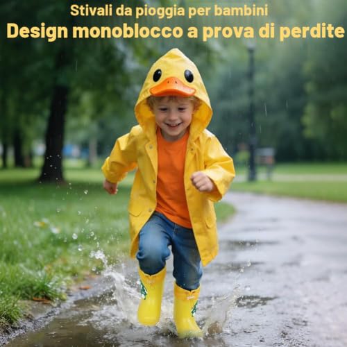 Thumbnail 1 de Aomig Stivaletti da pioggia per bambini EU 24-25 in PVC, dinosauro giallo
