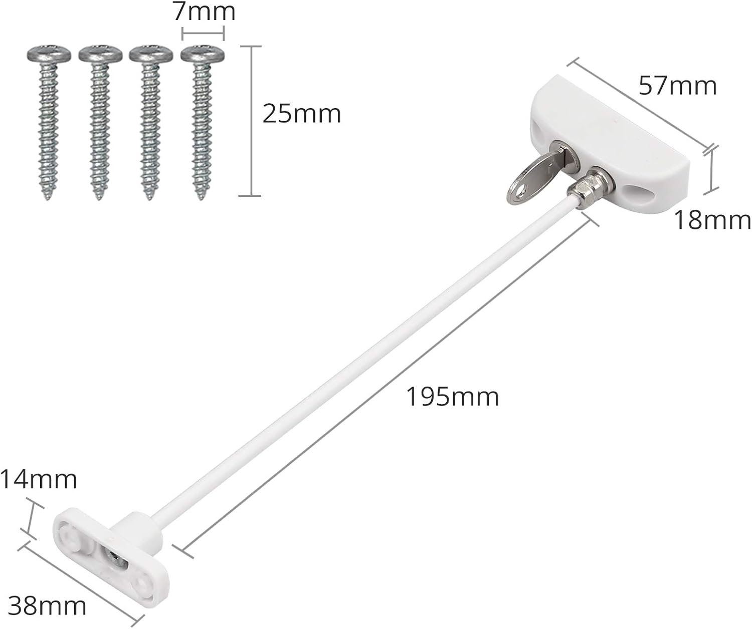 Thumbnail 1 de Neoteck Window Restrictor Lock Cable (4 Pack) – Lockable child safety window and door restrictor in white