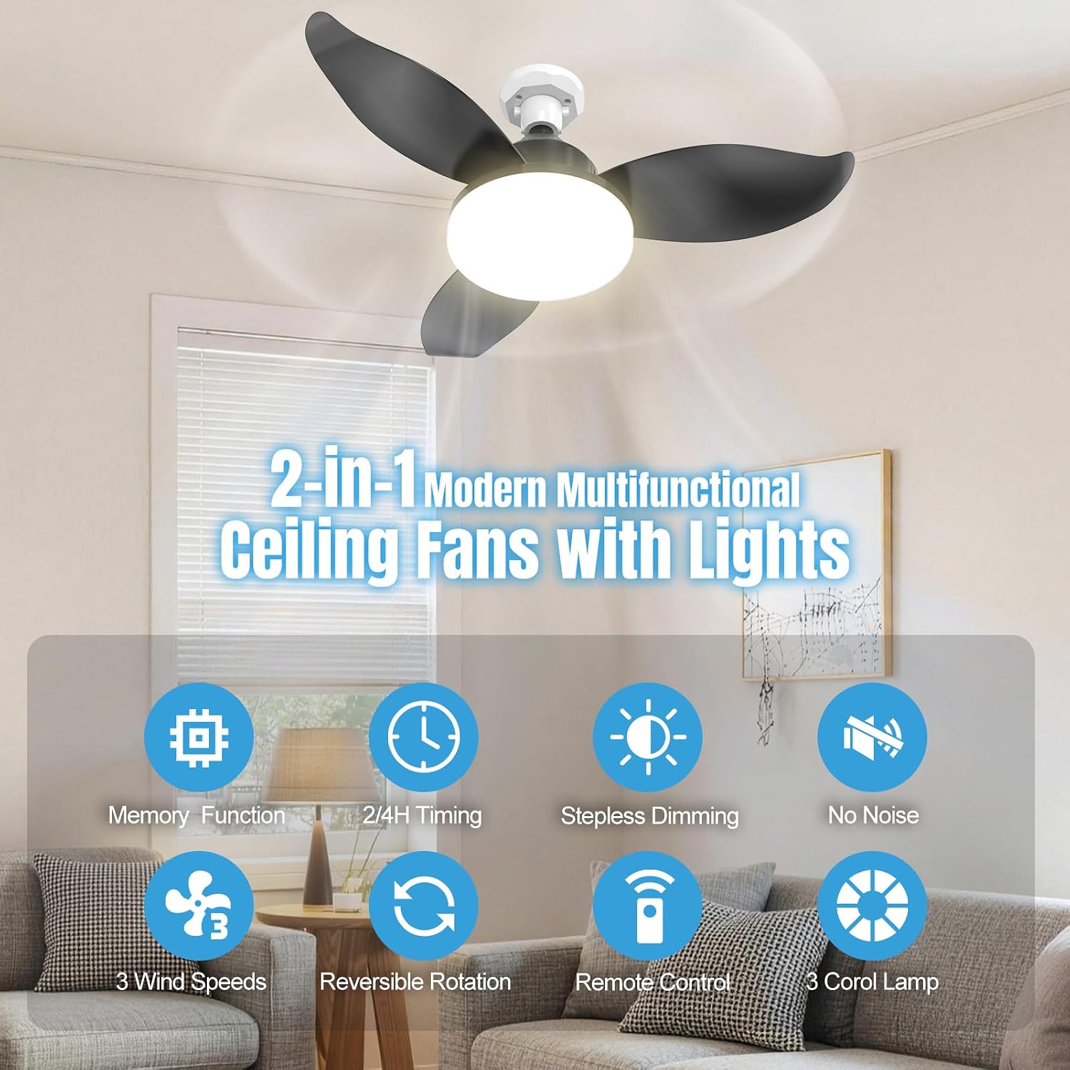 Detalle de WZZIW Socket Fan Light, 25-Inch