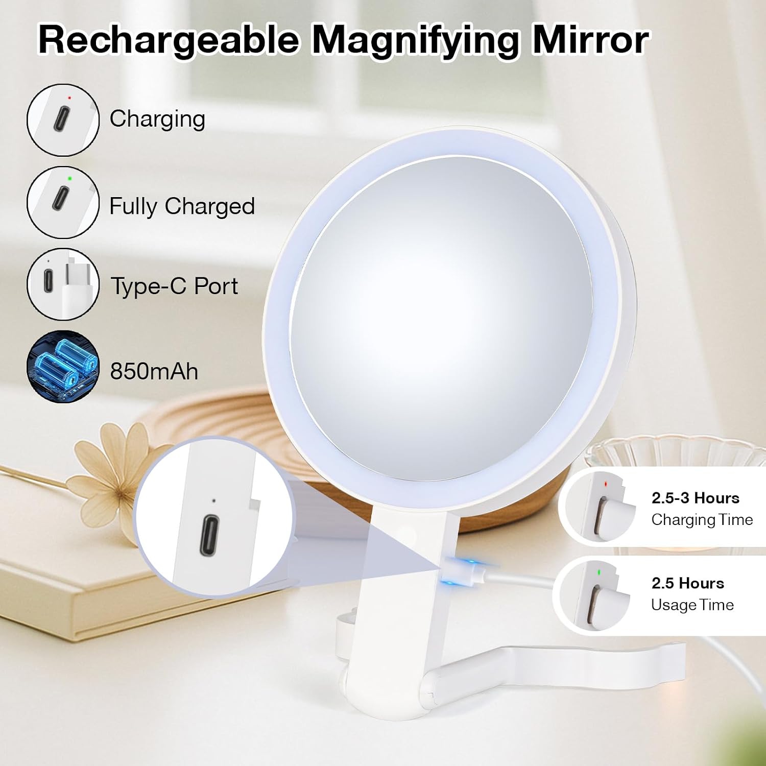 Detalle 2 de VINATO Miroir Grossissant 10X pour maquillage