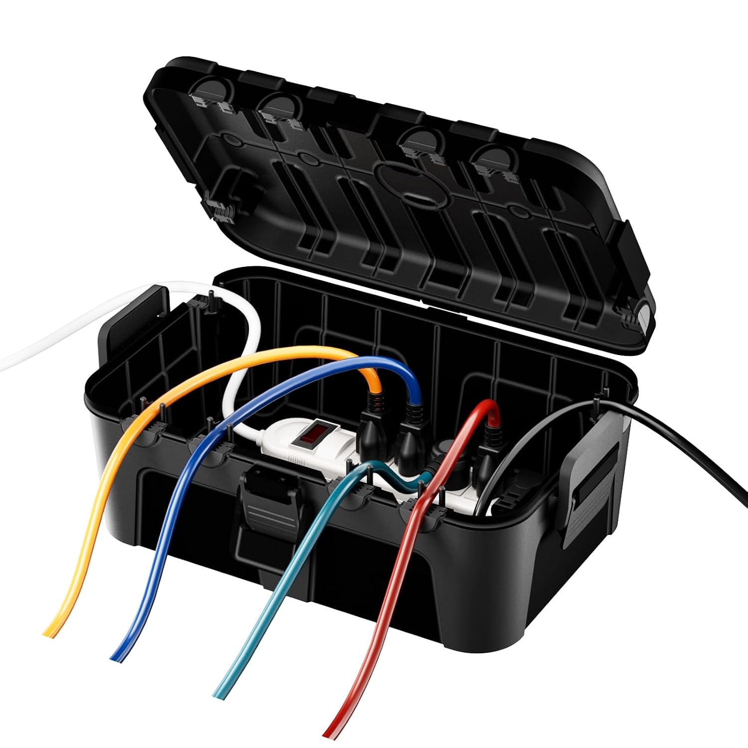 Detalle de RESTMO IP54 Extra Large Outdoor Electrical Box, 6 Cable Entries, Black
