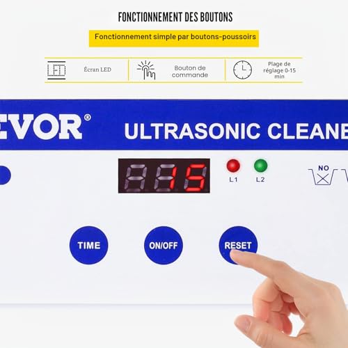 Detalle 2 de VEVOR Nettoyeur à Ultrasons 0,8 L – Nettoyage professionnel sans chauffage pour bijoux, pièces et lunettes
