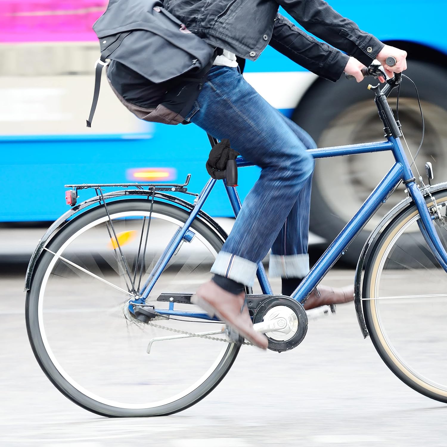 Detalle de Relaxdays fietsslot met ketting van 100 cm, textielhoes en 2 sleutels