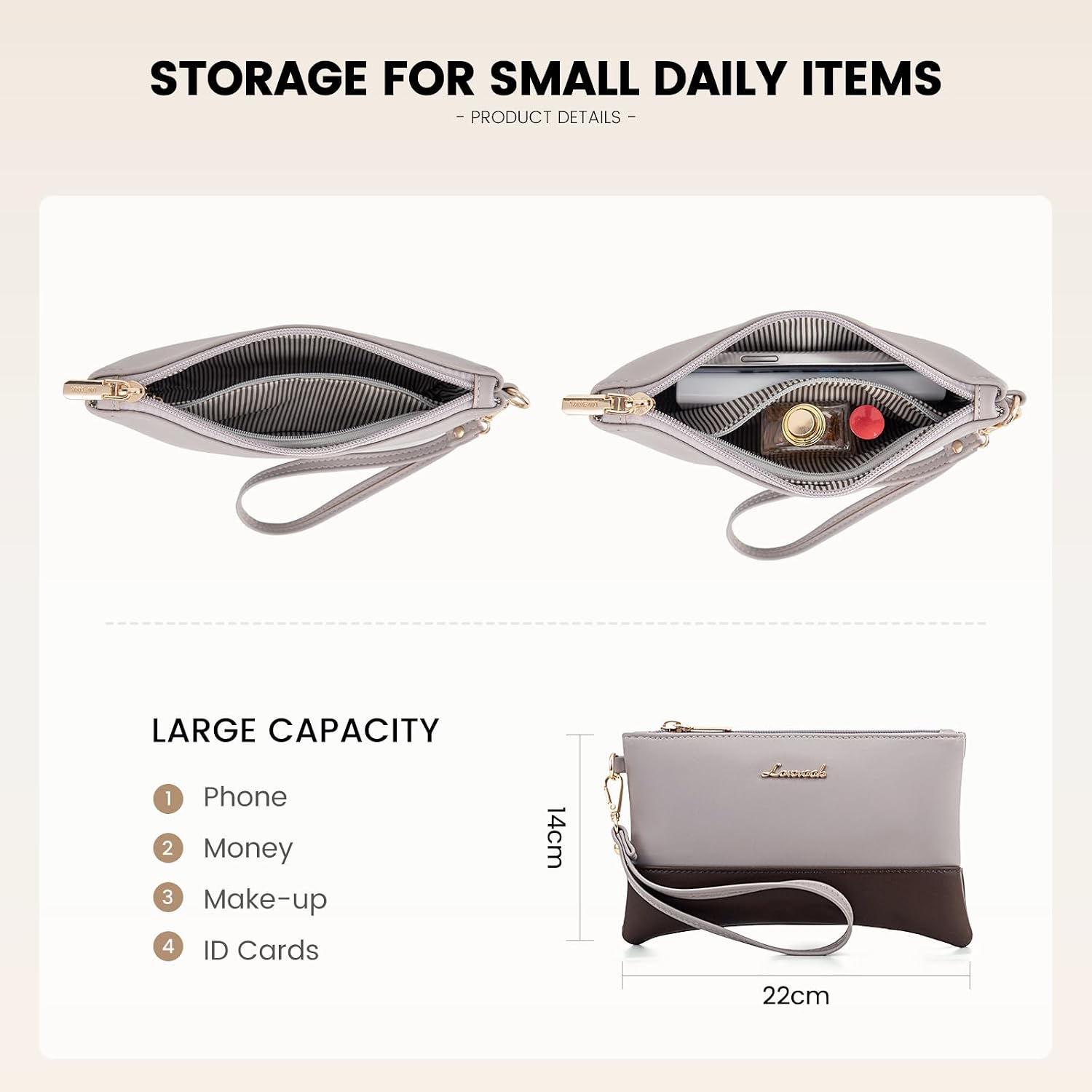 Thumbnail 6 de LOVEVOOK 15.6 Inch Women's Laptop Bag with Clutch: PU Leather, Water‑Resistant Work Tote
