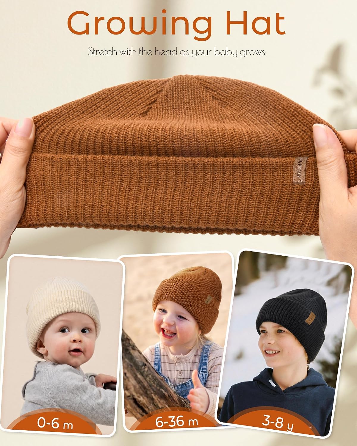 Detalle de FURTALK Kids Winter Beanie, Double-Layer Acrylic Knit with Stretch Fit