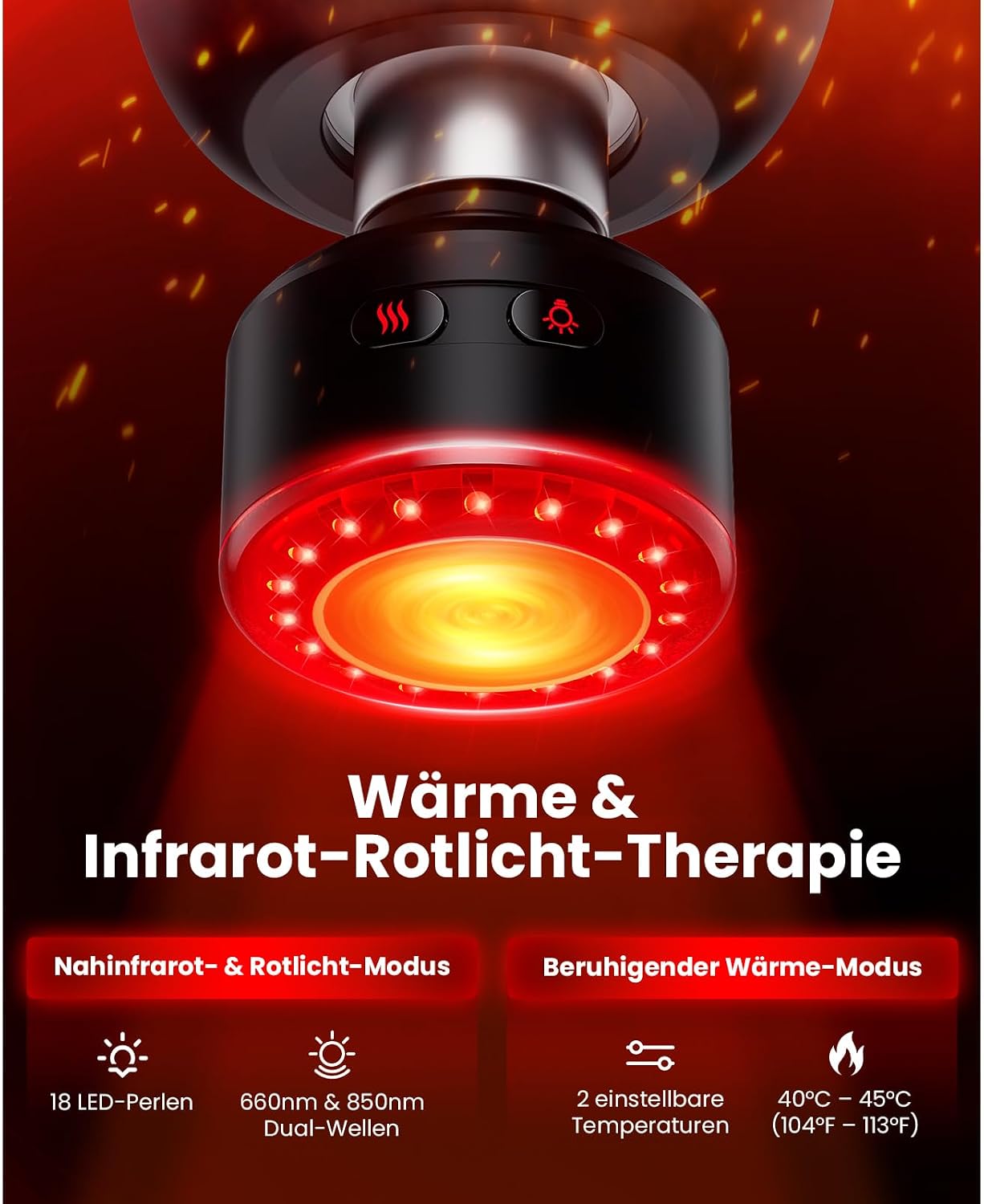 Detalle de BOB AND BRAD X6 Ultra Massagepistole mit Infrarotlicht & Wärme – Profi Tiefengewebe-Muskelmassagegerät mit Titan-Kopf und 6 Aufsätzen