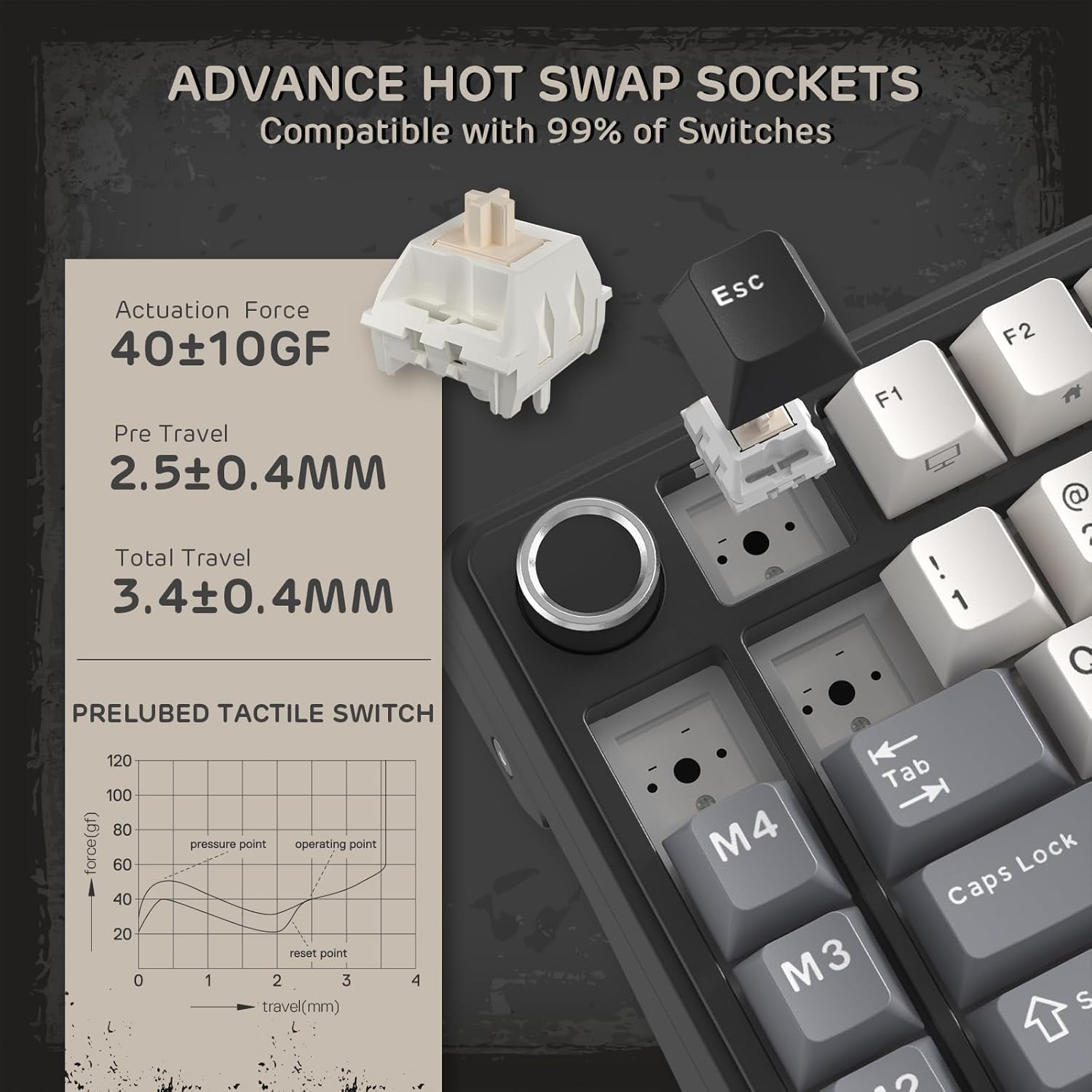 Thumbnail 4 de RK ROYAL KLUDGE L75, clavier mécanique 75 % tri-mode Bluetooth/2,4 GHz/USB-C avec étanchéité et macros