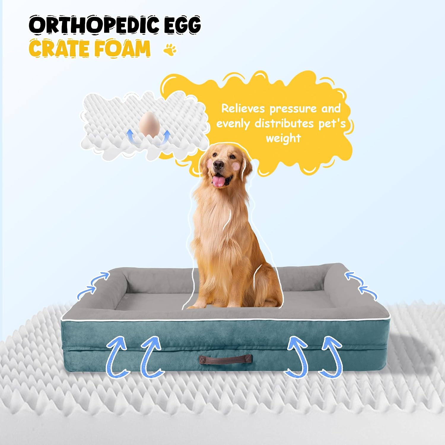 Detalle 2 de Renvix XL Orthopedic Dog Bed (117x76x19cm) – Waterproof sofa-style mattress with removable washable cover