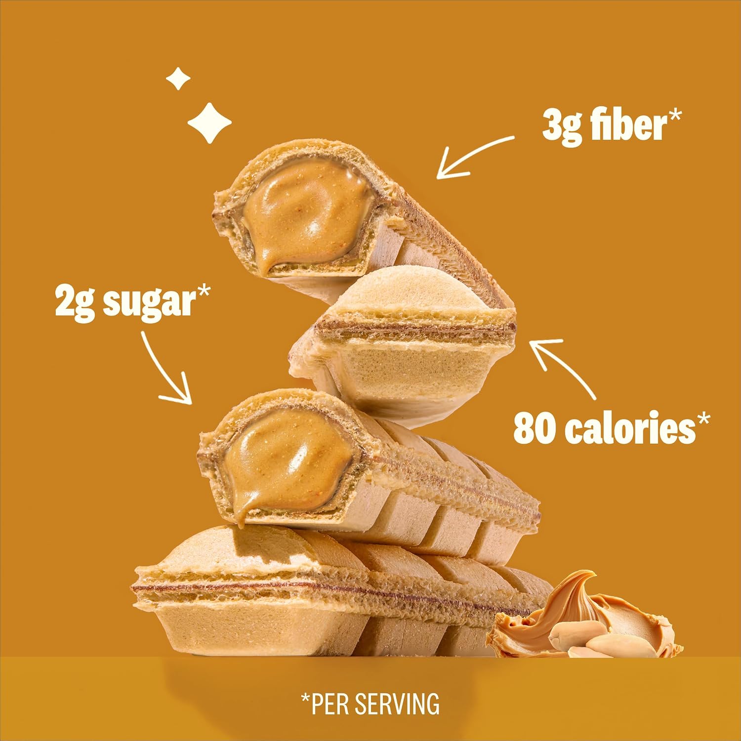 Thumbnail 3 de Crispy Dunes Peanut Butter Wafer Sticks, 80 Calories, 4g Prebiotic Fiber, 12-Pack