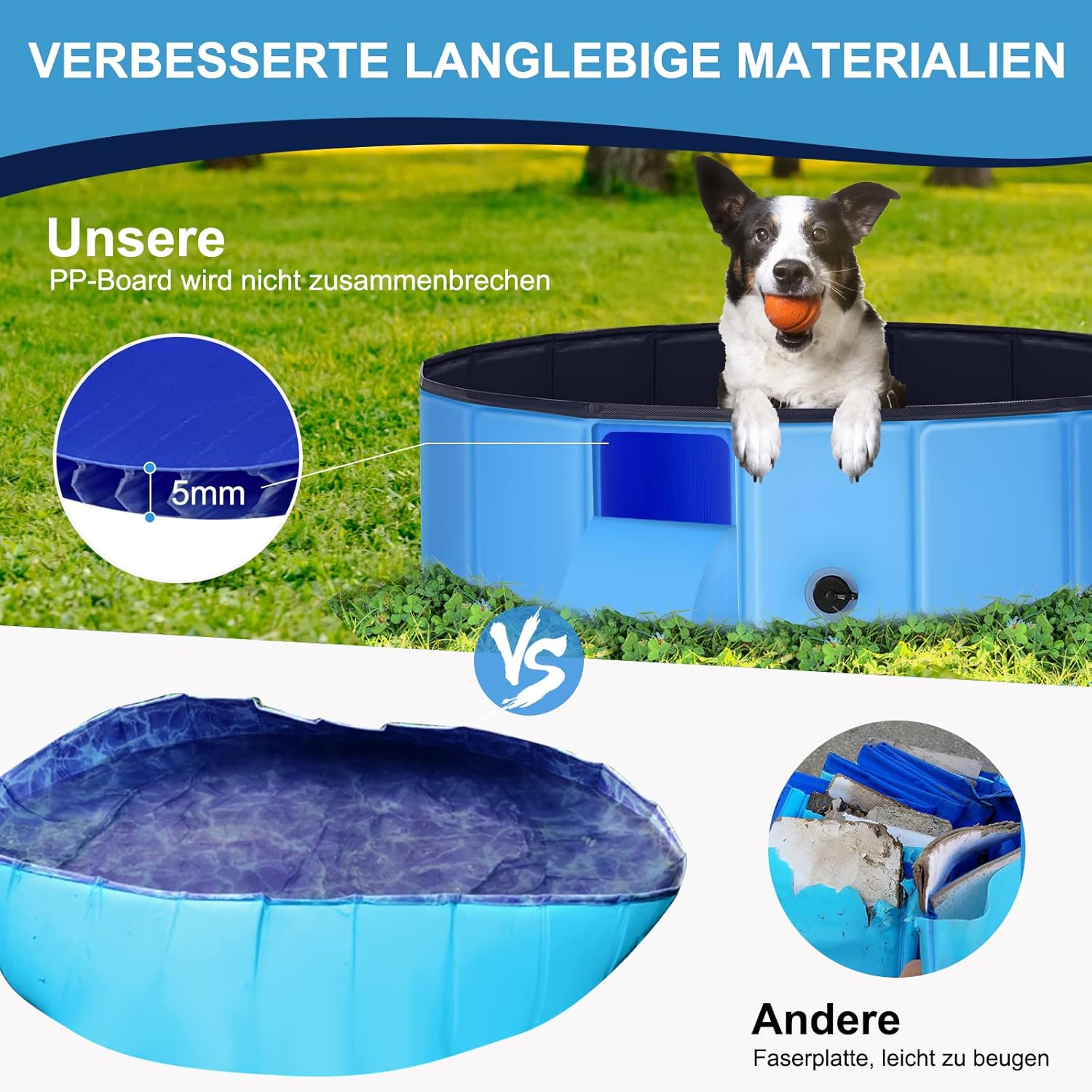 Thumbnail 2 de Ezilif Hundepool XXL – Faltbarer, rutschfester Planschbecken für Hunde (120 x 30 cm)