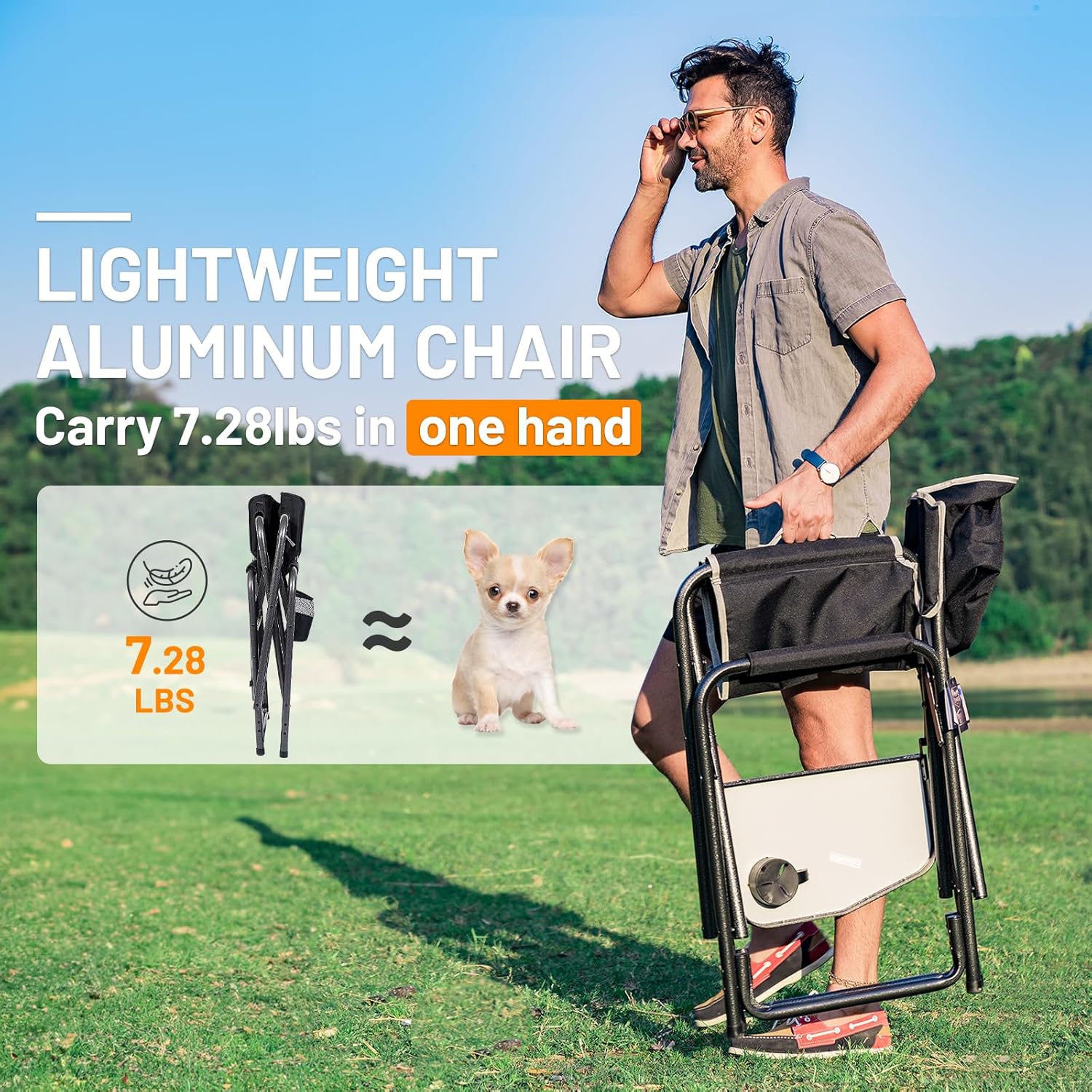 Thumbnail 3 de Timber Ridge Aluminum Oversized Camping Chair with Side Table & Detachable Pocket (Black)