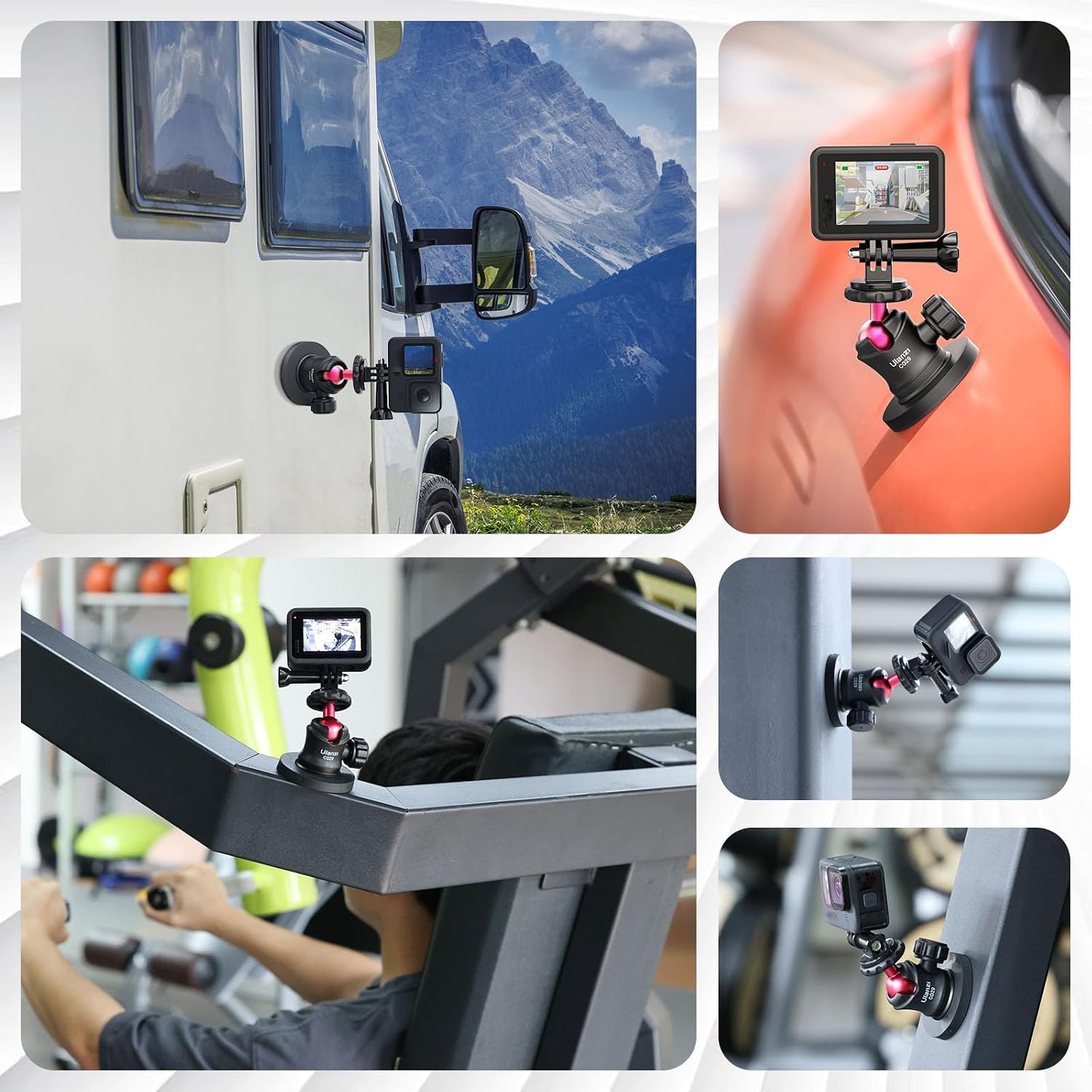 Detalle de ULANZI Support de caméra magnétique avec rotule 360° et 6 aimants intégrés (compat. Hero et DJI Osmo Action)