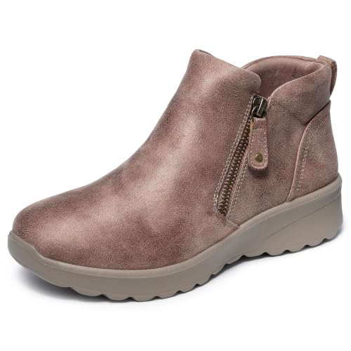 Detalle de Skechers Lovely Vibe Fall in Bloom, botines de mujer Mushroom Microleather