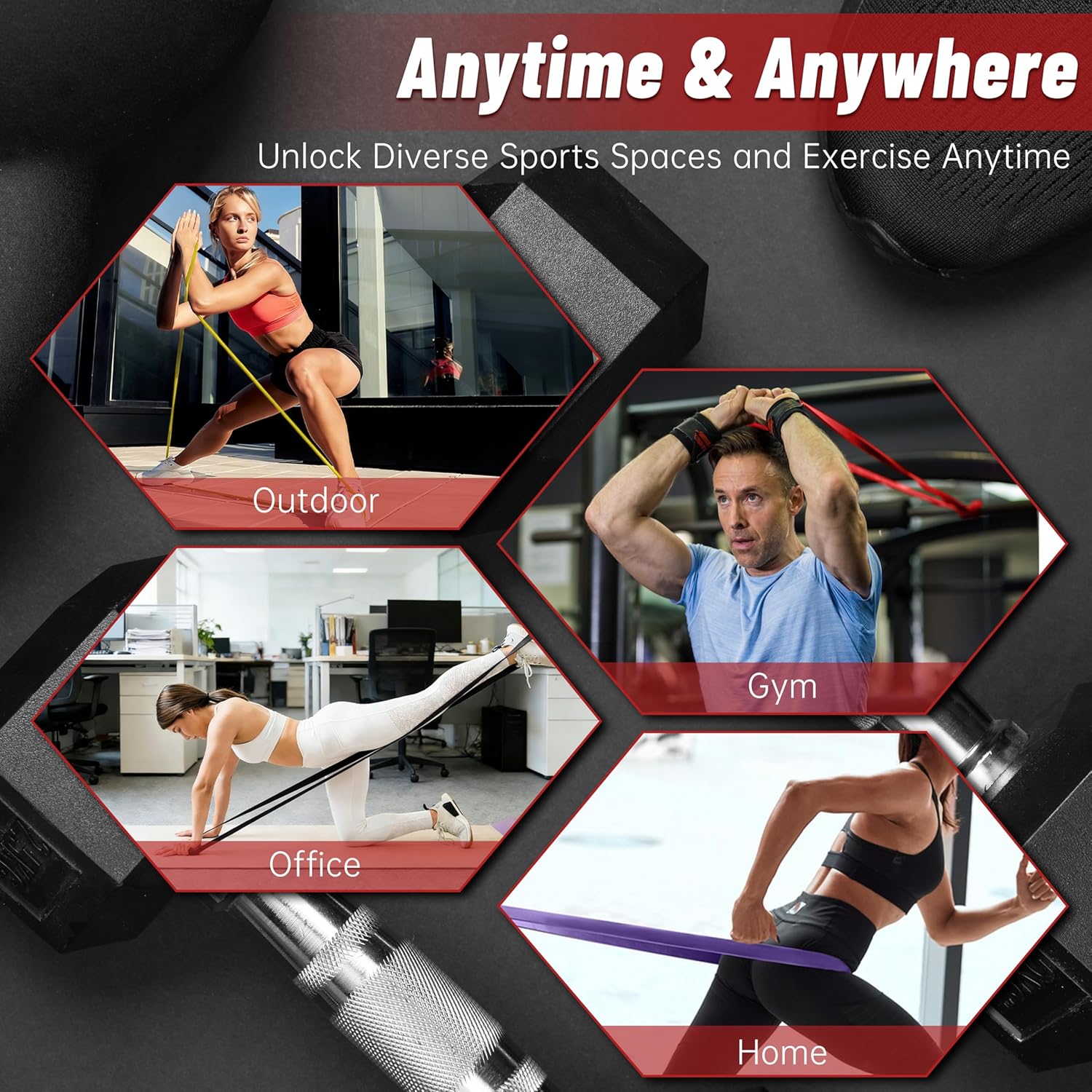 Thumbnail 4 de Resistance Bands for Working Out: 4-Level Pull Up Assistance Bands (5–85 lbs) for Full-Body Training