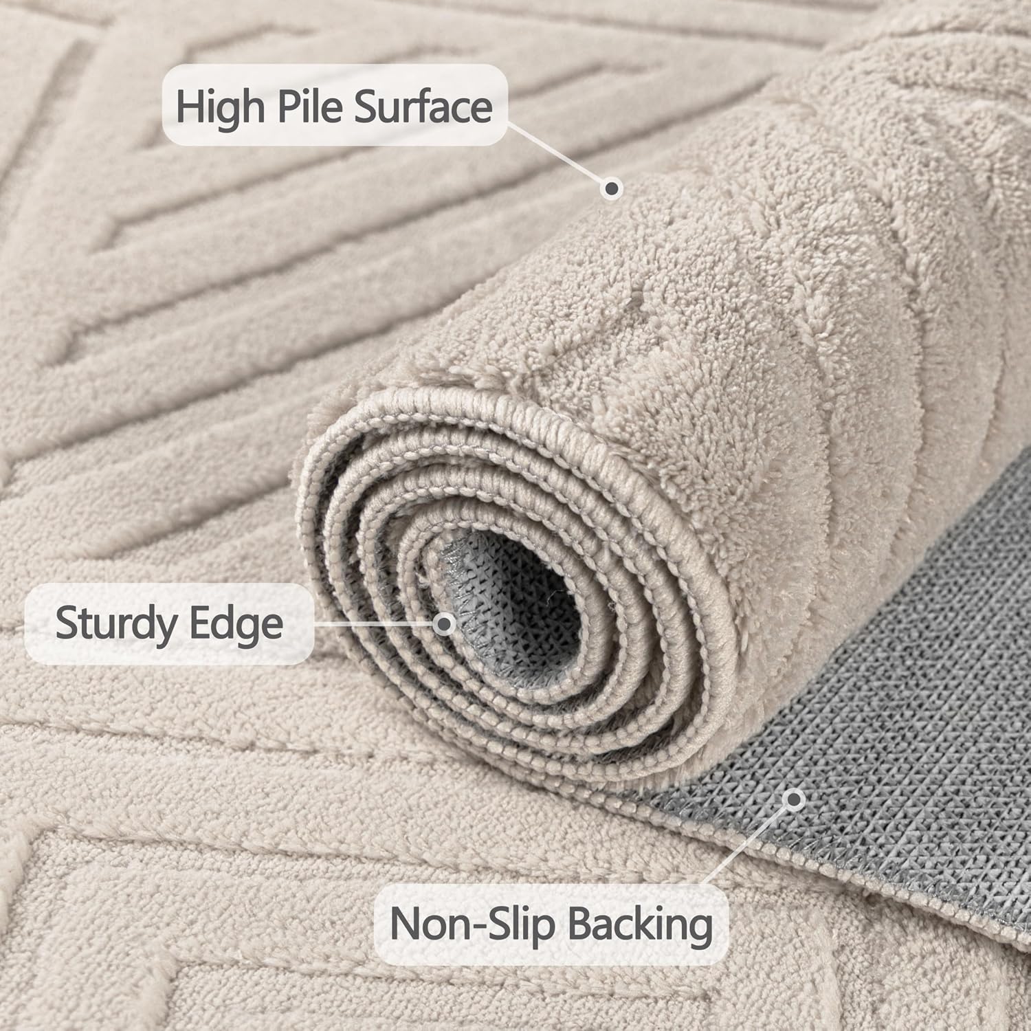 Thumbnail 3 de Capslpad 80 x 300 cm Carpet Runner, Beige, Washable and Non-Slip