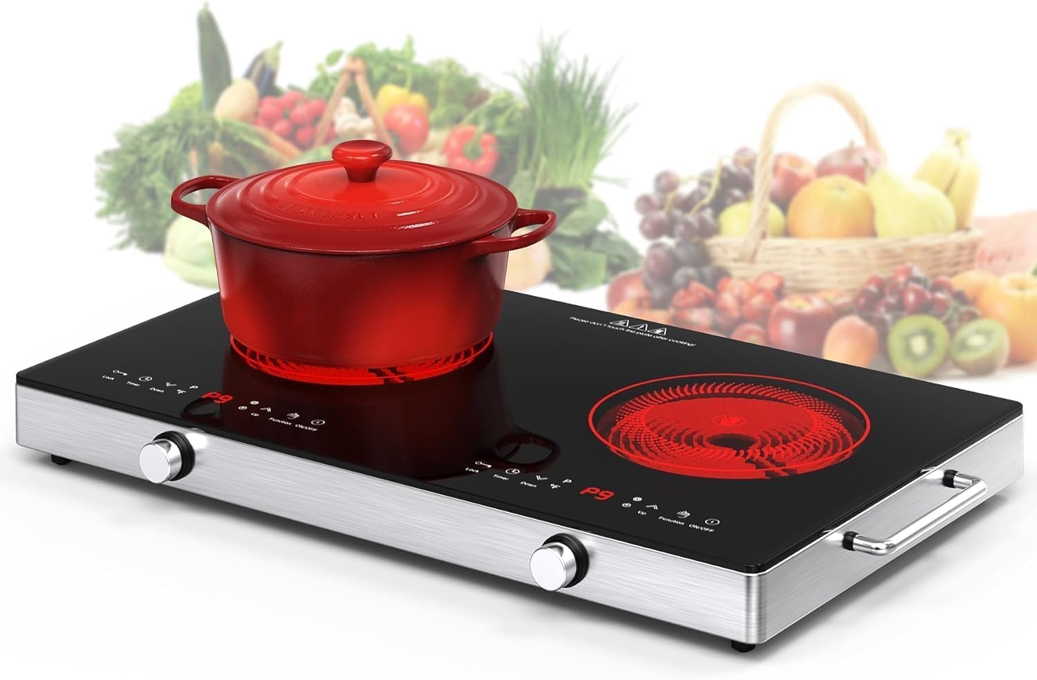 Detalle de VBGK DT3 Radiant Electric Cooktop, Dual Zones, 9 Power Levels, Knob Control
