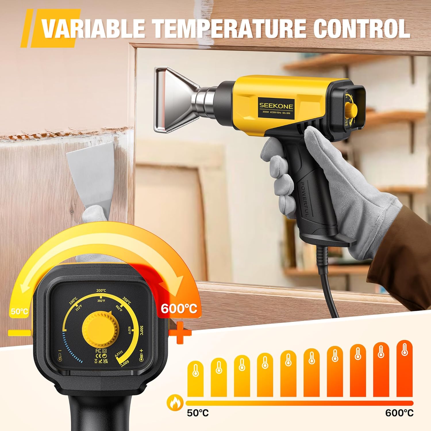 Thumbnail 2 de SEEKONE Heat Gun 2000W with 50–600°C control