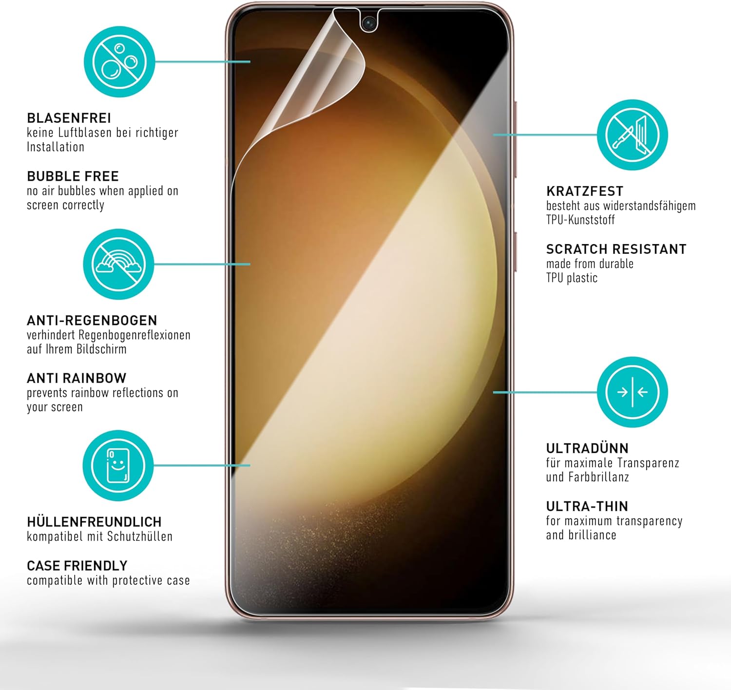 Thumbnail 4 de SmarTect TPU Screen Protector for Samsung Galaxy S23 Plus, 2 Films and Camera Protectors