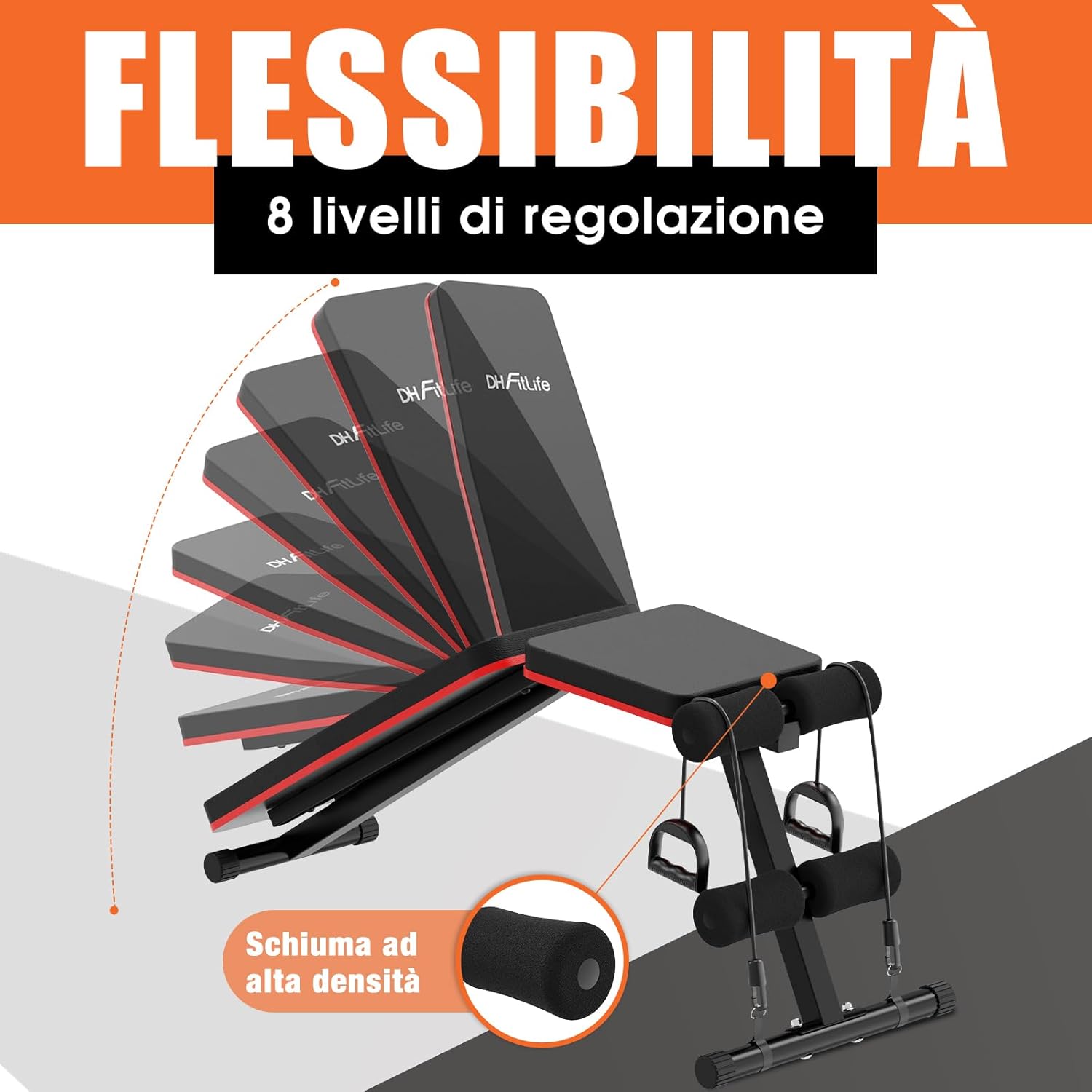 Thumbnail 1 de DH FitLife Panca Palestra Pieghevole 8 in 1 — Panca Pesi Salvaspazio per Allenamento Domestico