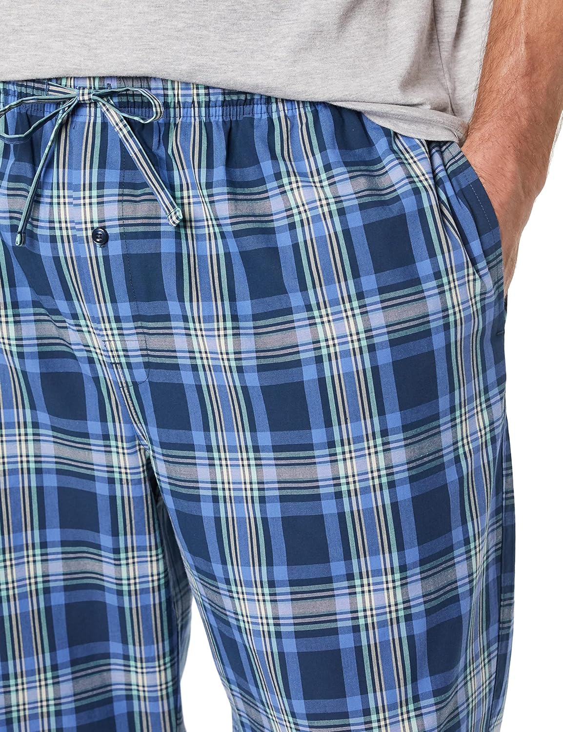 Detalle de Amazon Essentials Men's Cotton Stretch Poplin Pant with Cotton Jersey T-Shirt Pajama Set