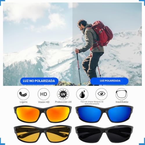 Detalle de Beipegin: 4 Piezas de Gafas de Sol Polarizadas para Hombre, UV400, Diseño ligero para deporte