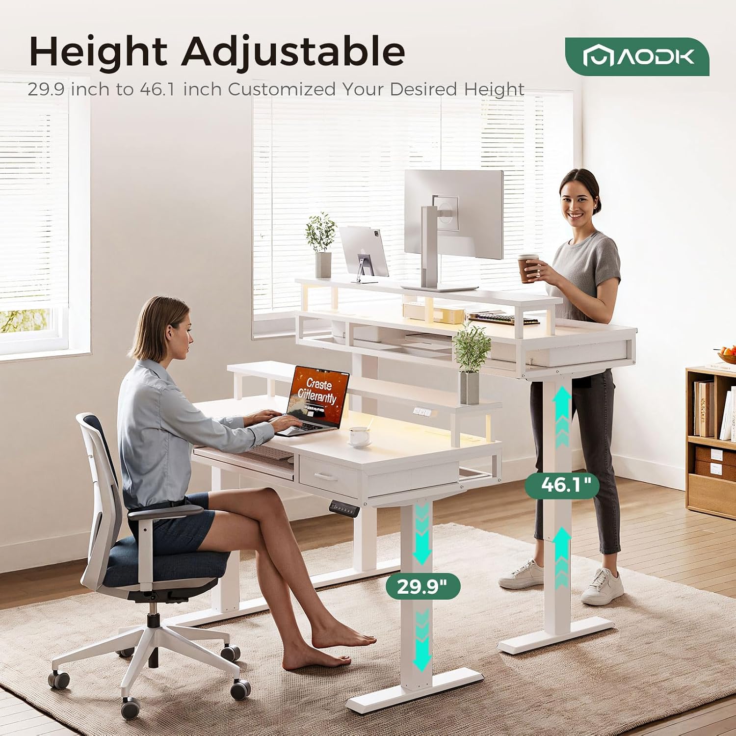 Detalle 2 de AODK Electric Standing Desk, 55-Inch