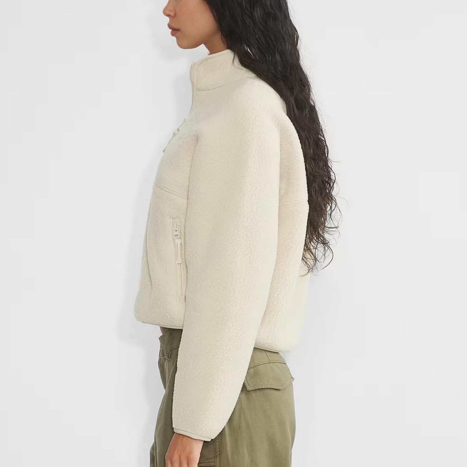 Detalle 2 de Keeliya Women's Quarter-Zip Sherpa Fleece Pullover with Mock Neck and Side Pockets