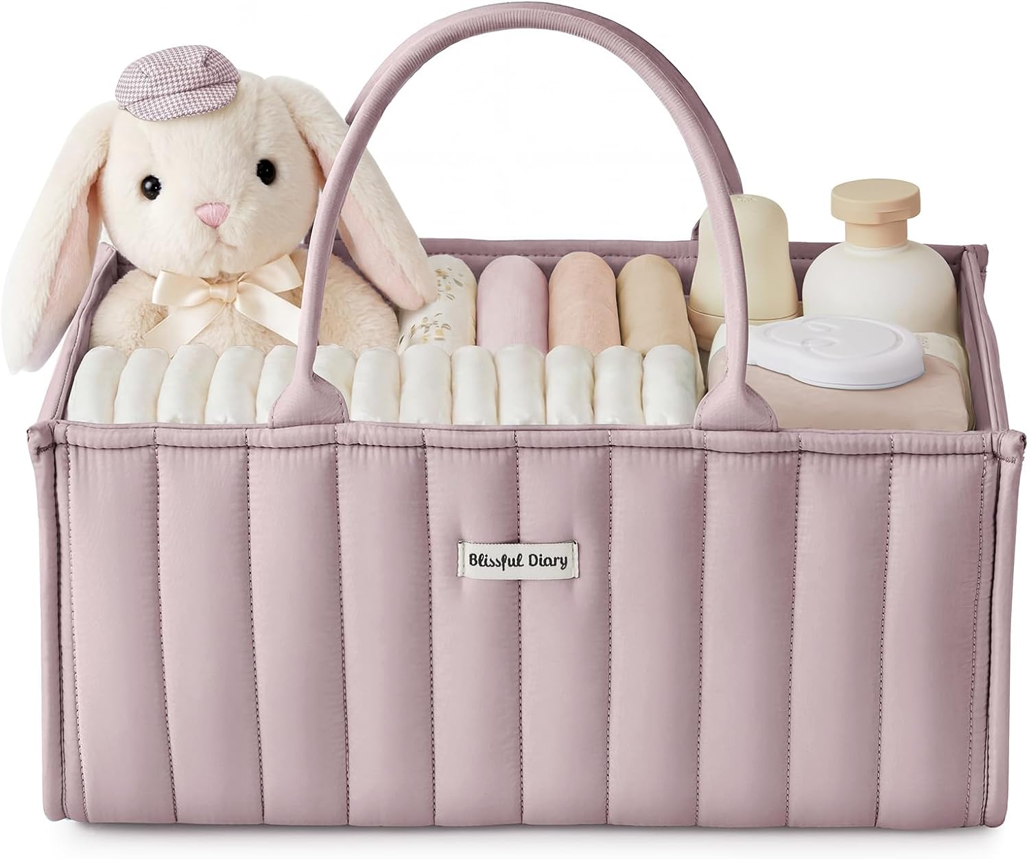 Detalle de Blissful Diary Baby Diaper Caddy, Mauve Pink with Removable Dividers