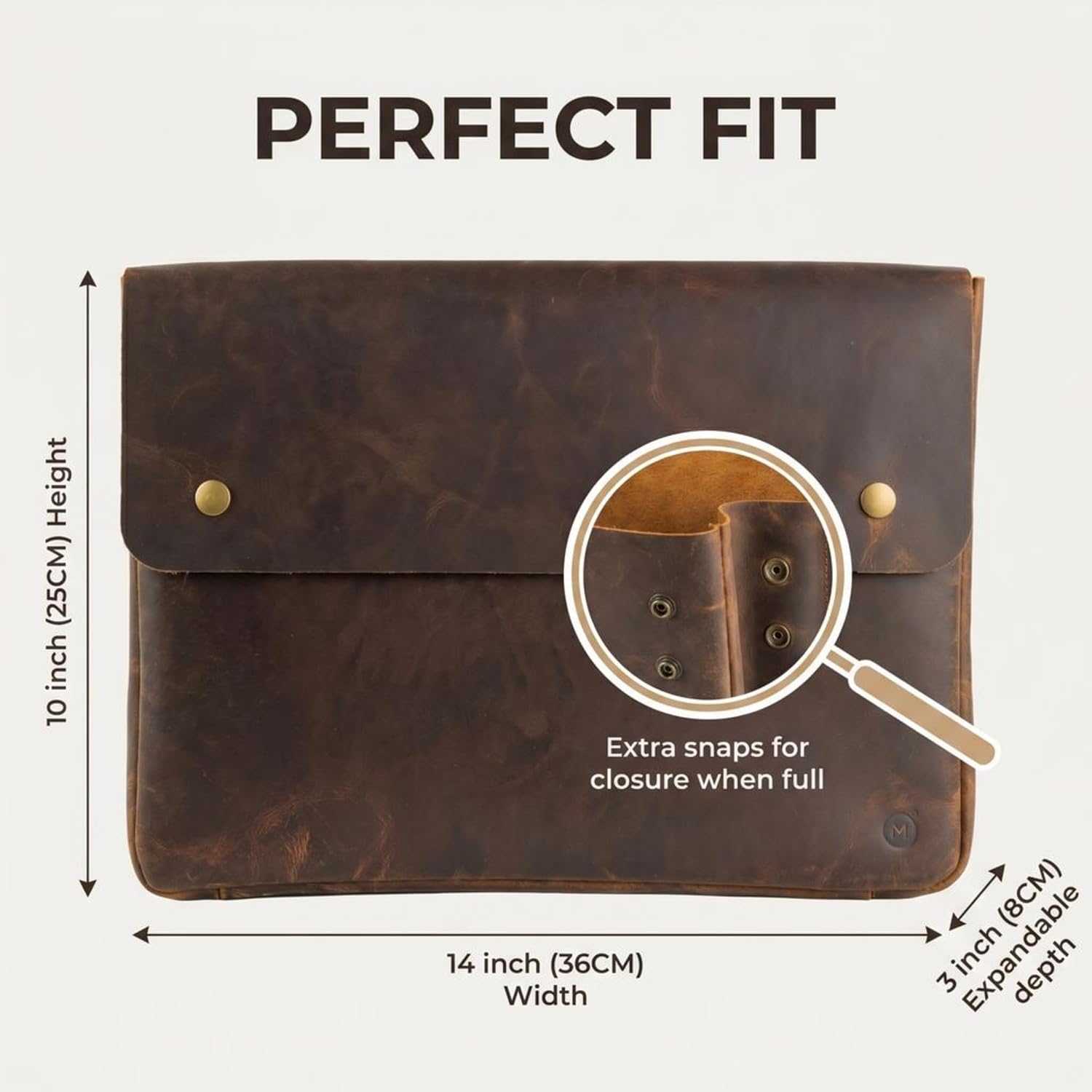 Detalle 2 de Brown Moonster Full Grain Leather Folder File Organizer
