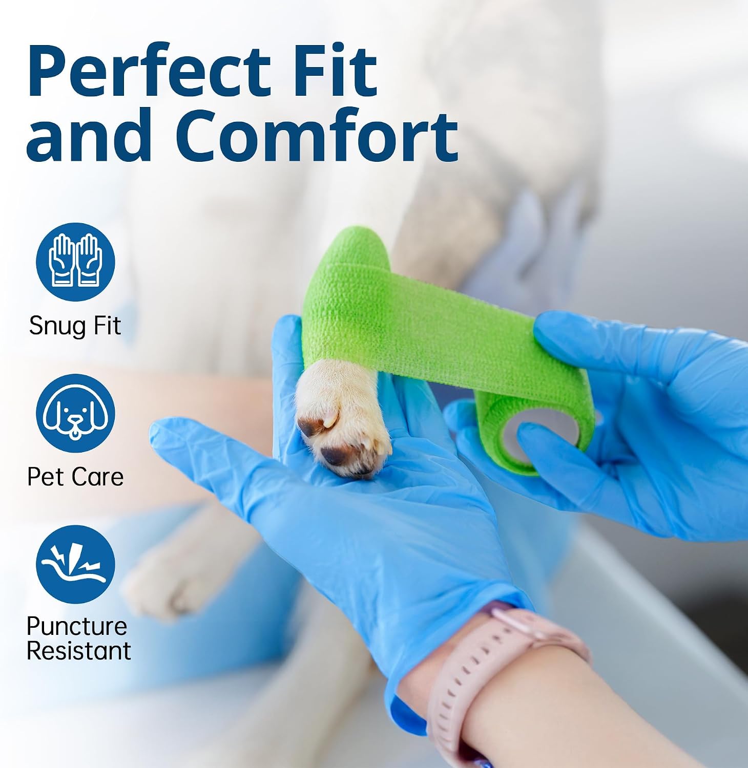Detalle de SwiftGrip Disposable Nitrile Exam Gloves – Blue, Powder-Free, Latex-Free (Large) 1000-ct Case
