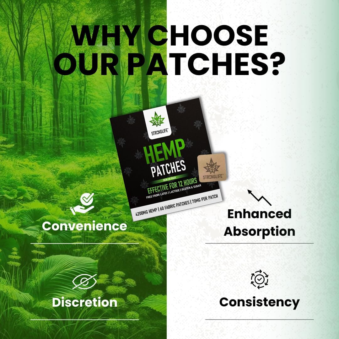Detalle de Stronglife Hemp Patches 70mg, 60 pack 🩹