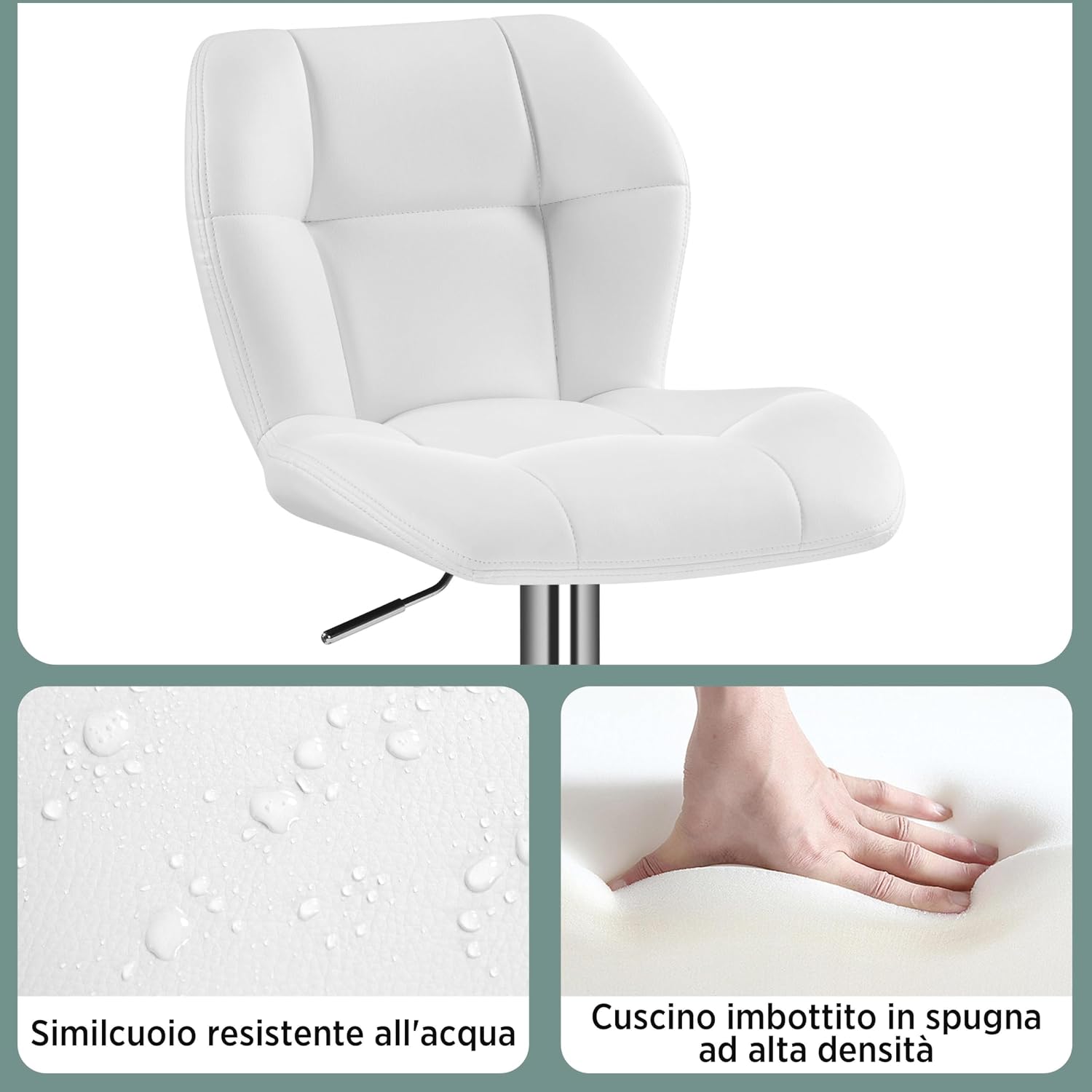Thumbnail 4 de Yaheetech Set 2 Sgabelli Bar Alti con Schienale a Conchiglia, Regolabili e Girevoli 360°