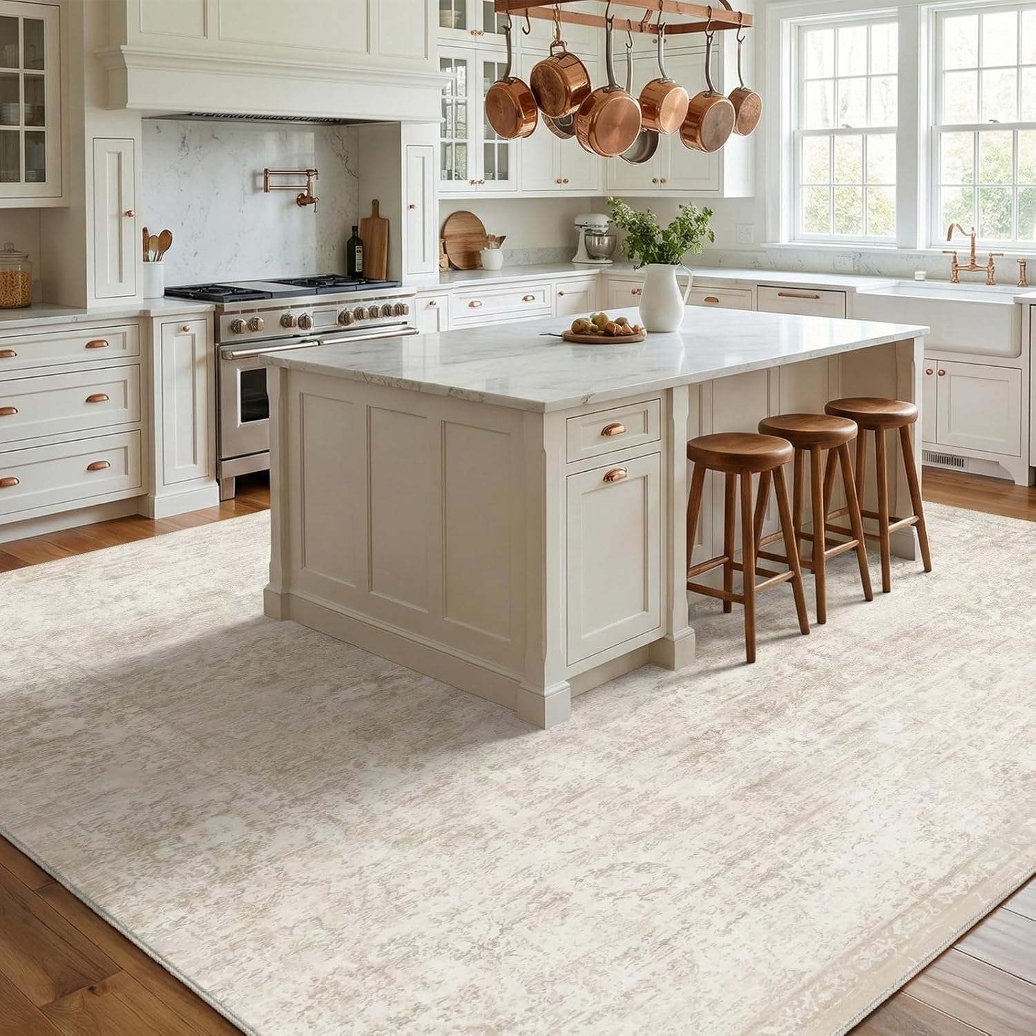 Thumbnail 2 de Homemate Washable Rug 9x12 Area Rugs - Vintage Faux Wool in Beige