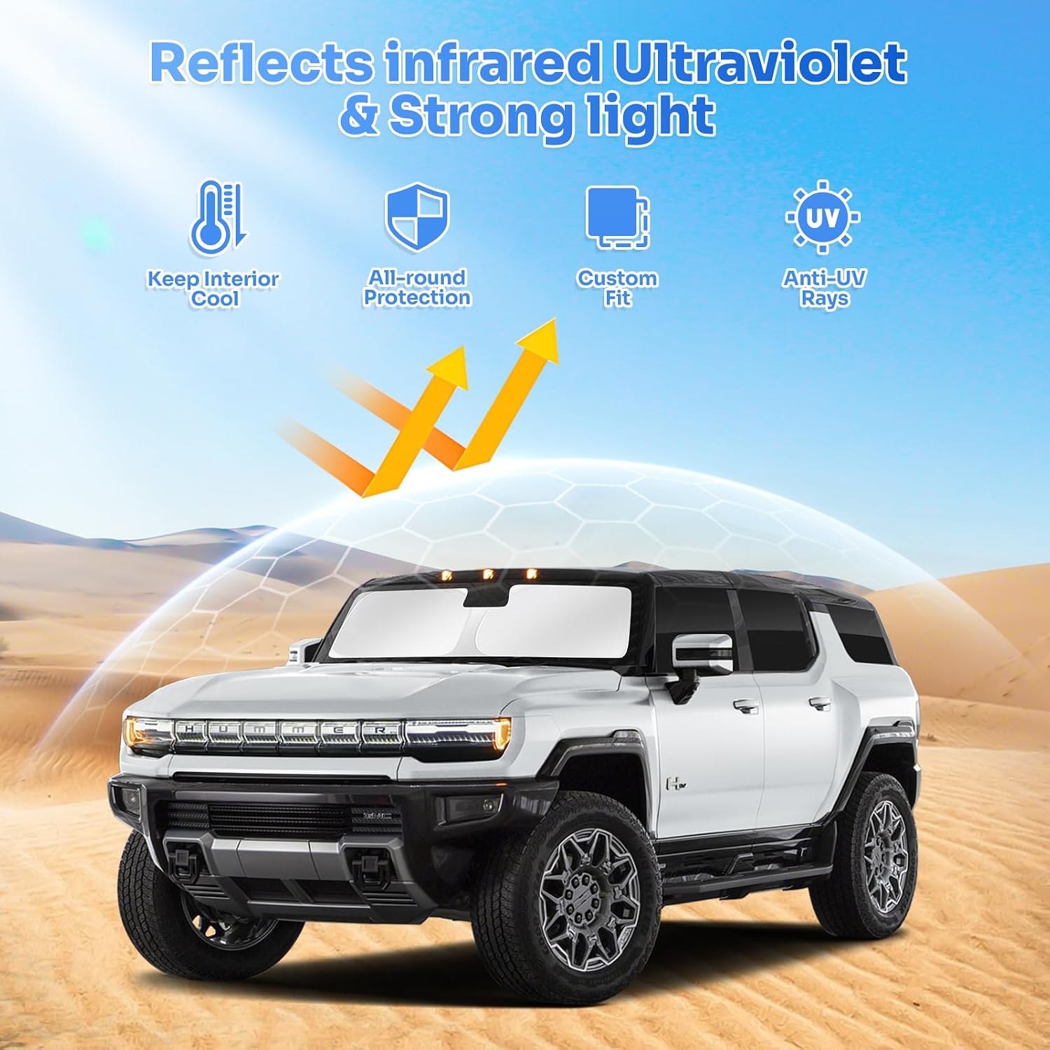 Detalle 2 de Canvcle Window Shades for 2022–2026 GMC Hummer EV Pickup, 6-Piece Set