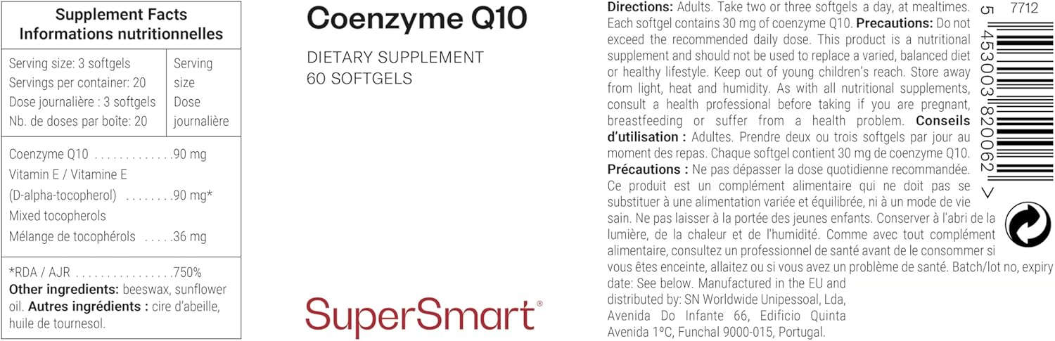 Thumbnail 1 de Co-Enzyme Q10 (CoQ10) SuperSmart – Huileuse avec vitamine E pour le soutien cardiovasculaire
