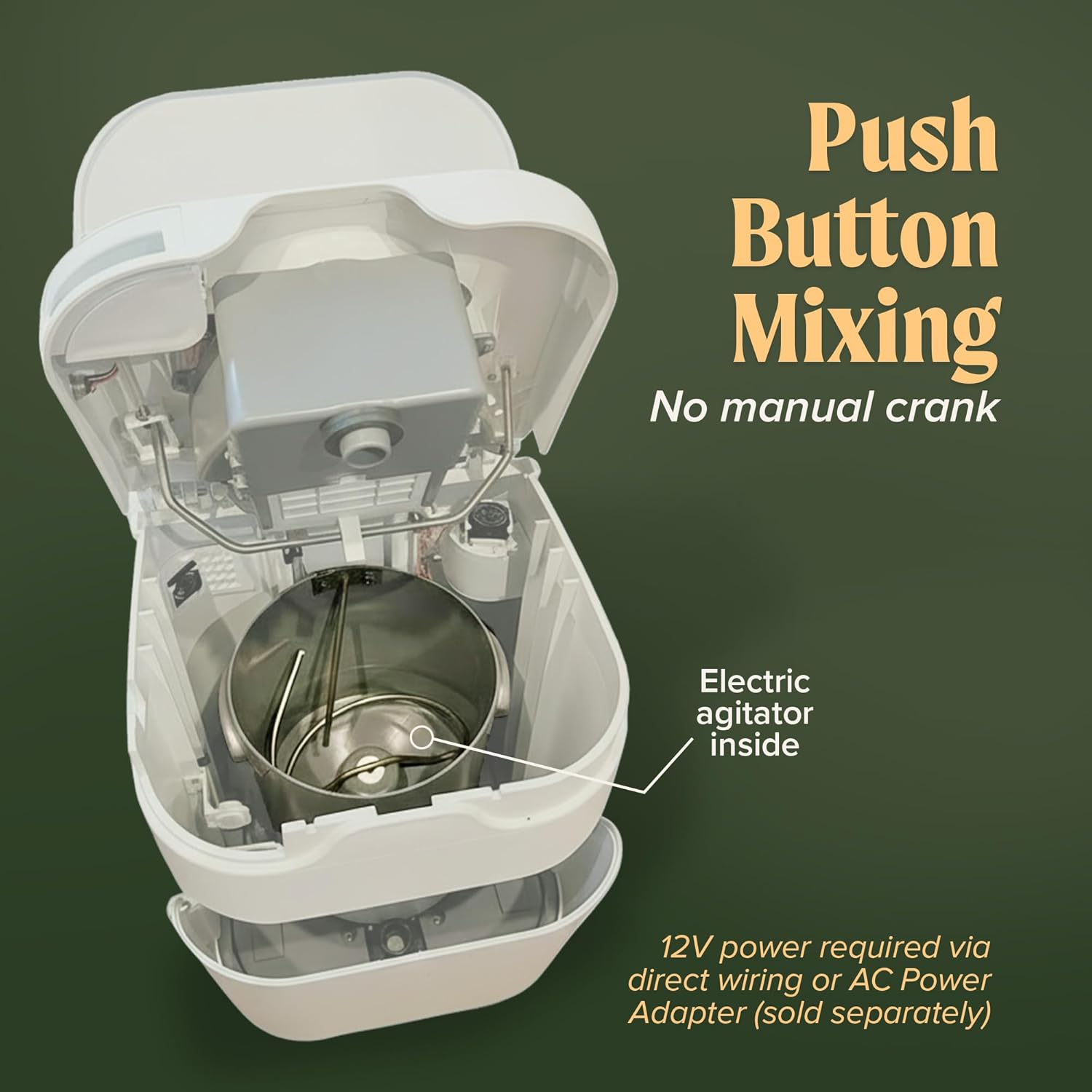 Detalle de OGO Origin Composting Toilet — 12V Electric Agitator, Urine-Diverting RV Toilet for Van Life, Tiny Homes & Boats