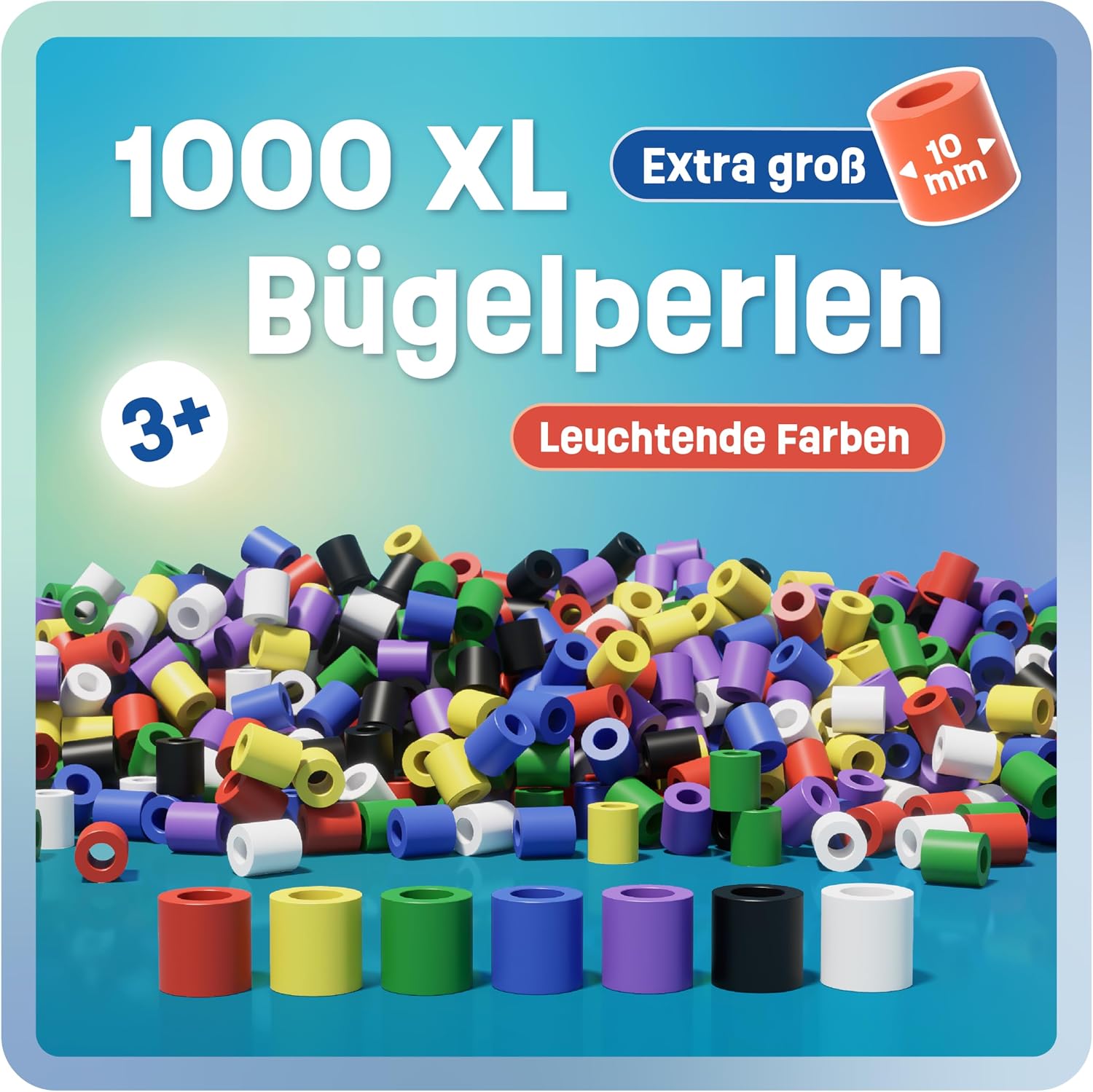 Thumbnail 1 de Smowo® Große 10mm Bügelperlen (1.000 Stück) in 7 Farben – XL Steckperlen für Kinder ab 3 Jahren