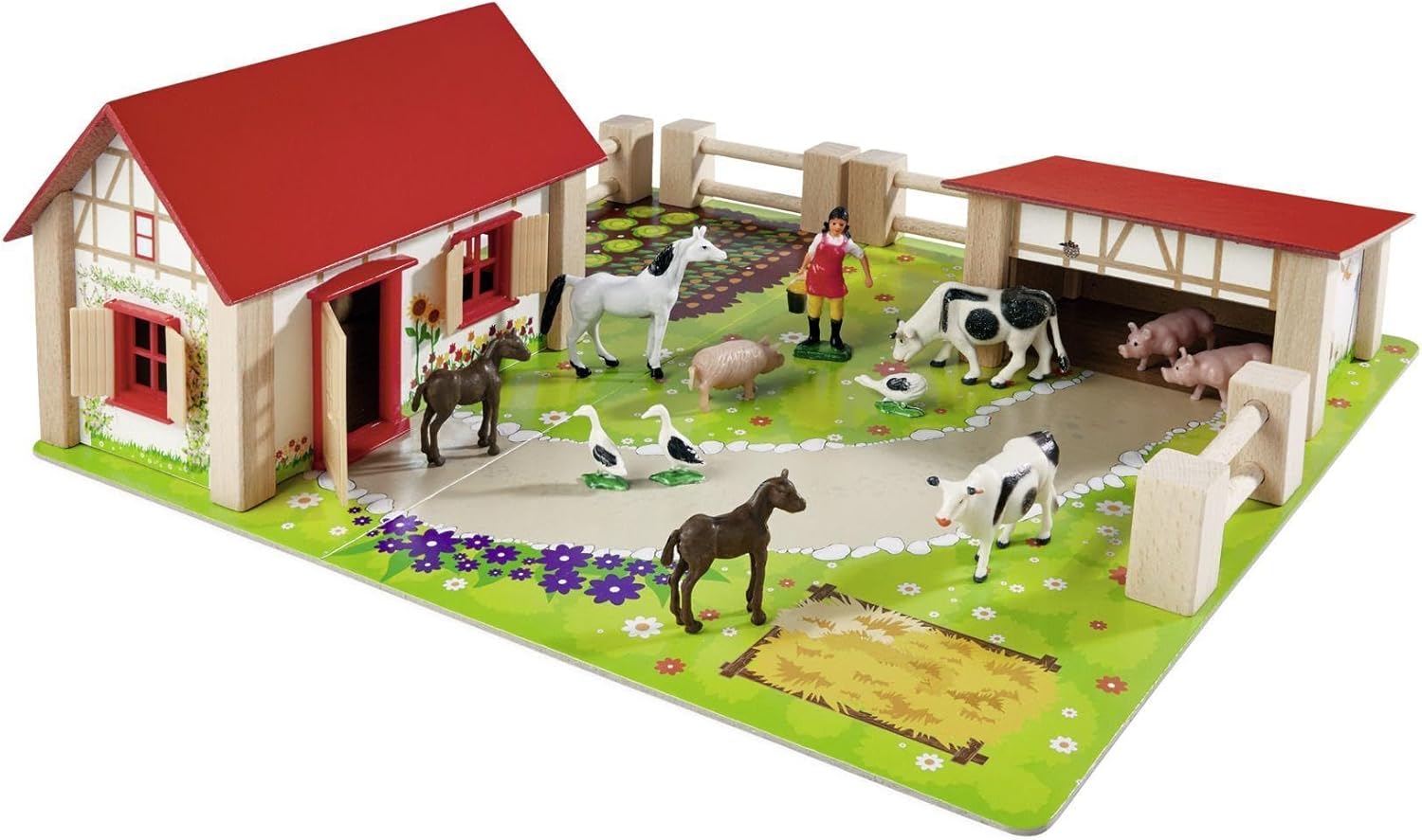 Detalle de Eichhorn 100004304 Kleiner Bauernhof – 20-tlg. Holzspielset aus Buche, ab 3 Jahren