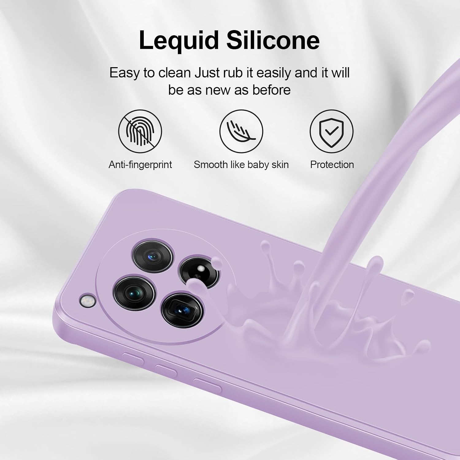 Detalle 2 de GiiYoon Hülle für OnePlus 12 – Hochwertiges Liquid Silicone Case, Rundumschutz in Lila