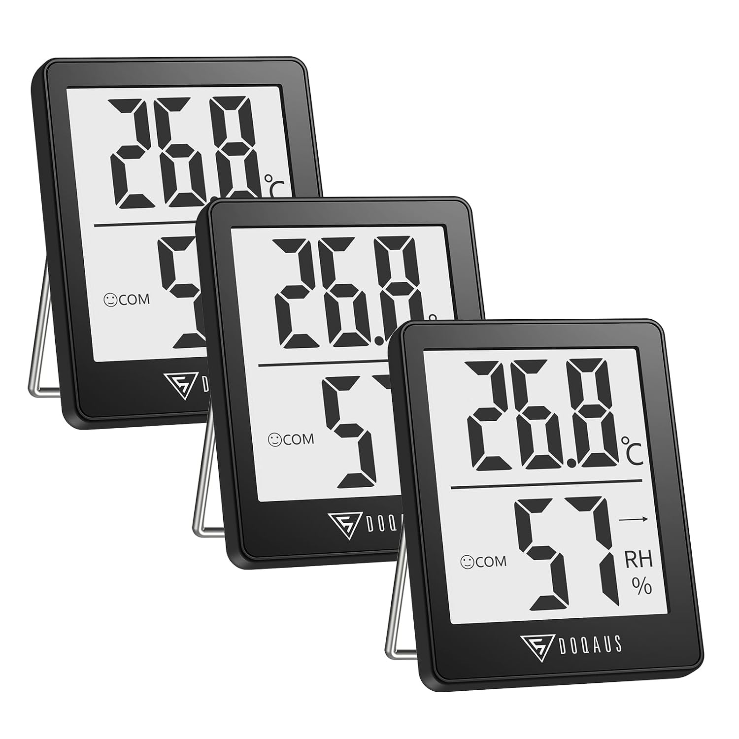 Thumbnail 6 de DOQAUS 3er Set Innen-Thermometer mit Hygrometer – präzise Temperatur- und Luftfeuchtigkeitsmessung mit Smiley-Indikator