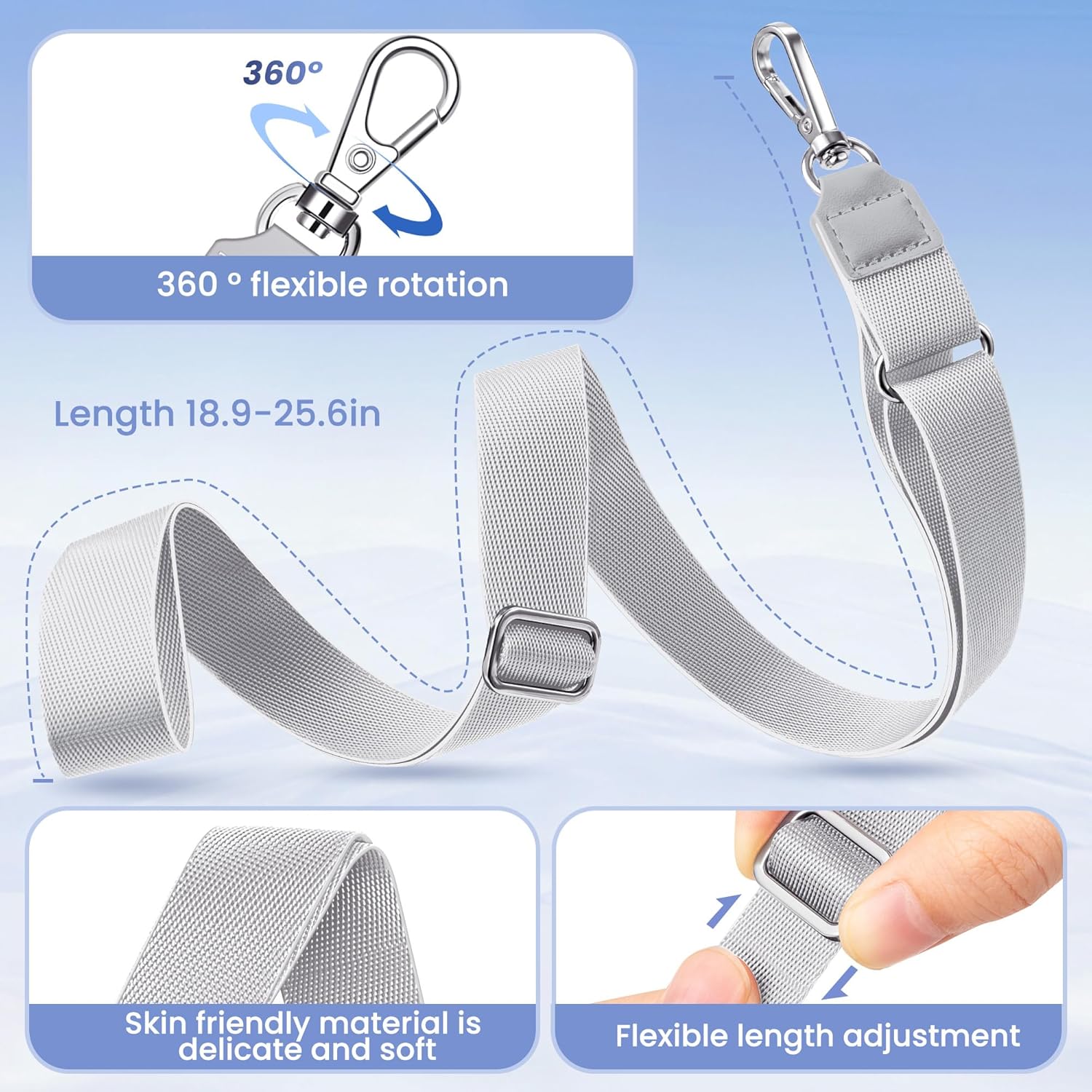 Thumbnail 2 de Takyu 2-pack Adjustable Phone Lanyard Neck Strap with 4 Adhesive Tethers (Universal Smartphone, Black & Gray)