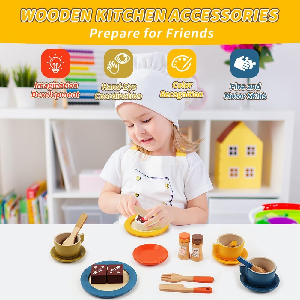 Detalle 2 de Aolso Cocina Juguete Madera Infantil 30 piezas