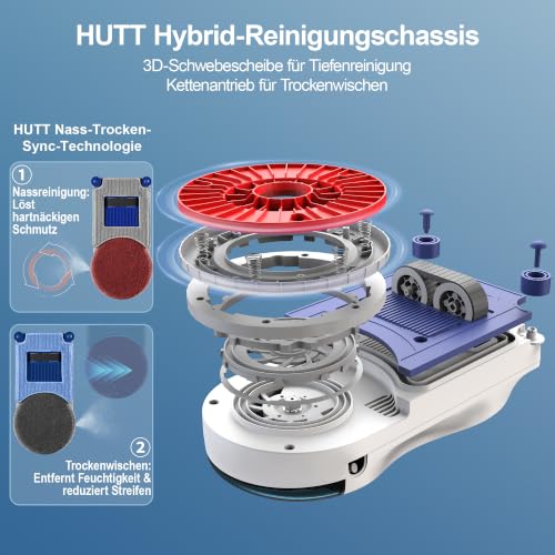 Detalle de HUTT R10 Fensterputzroboter mit Rotierendes Nass- & Lineares Trockenwischen – effiziente Zwei-Phasen Reinigung